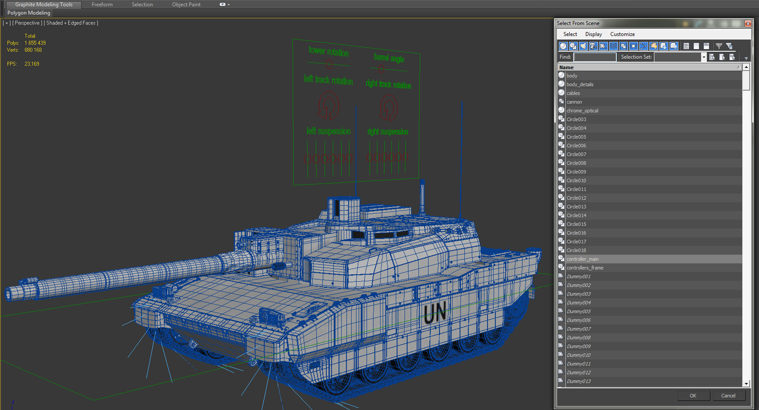 3D Tank AMX 56 Leclerc United Nations Rigged