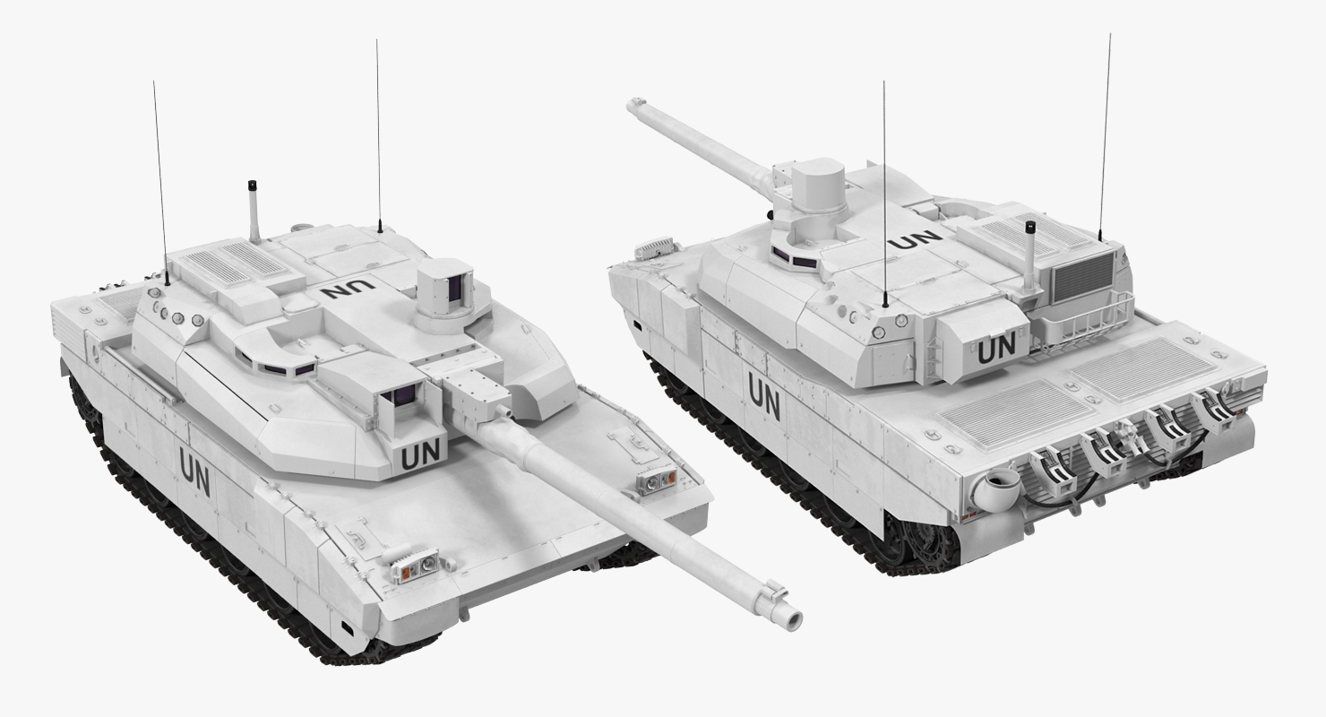 3D Tank AMX 56 Leclerc United Nations Rigged