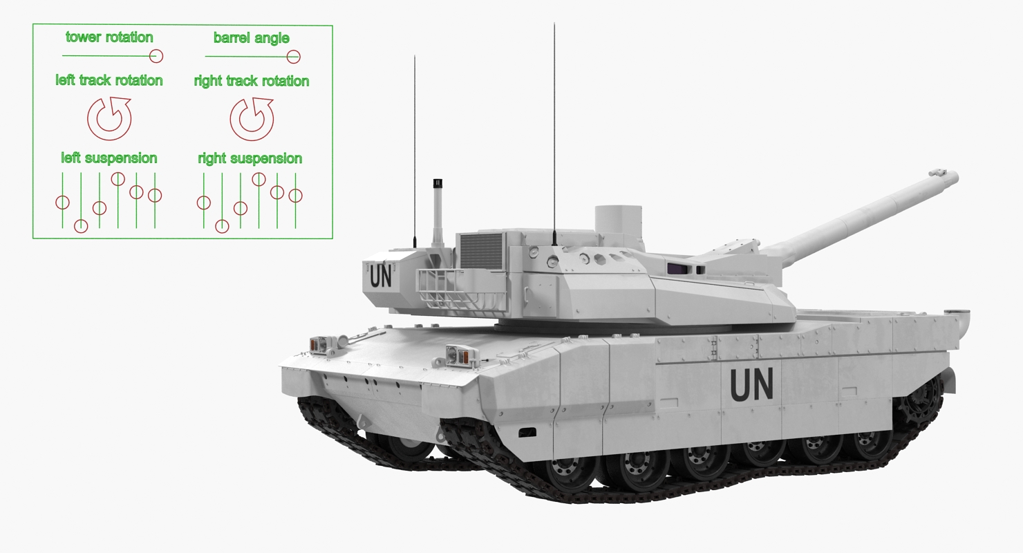 3D Tank AMX 56 Leclerc United Nations Rigged