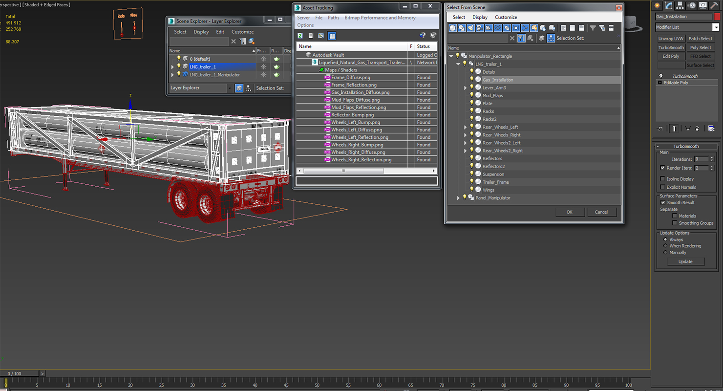 3D Liquefied Natural Gas Transport Trailer Rigged