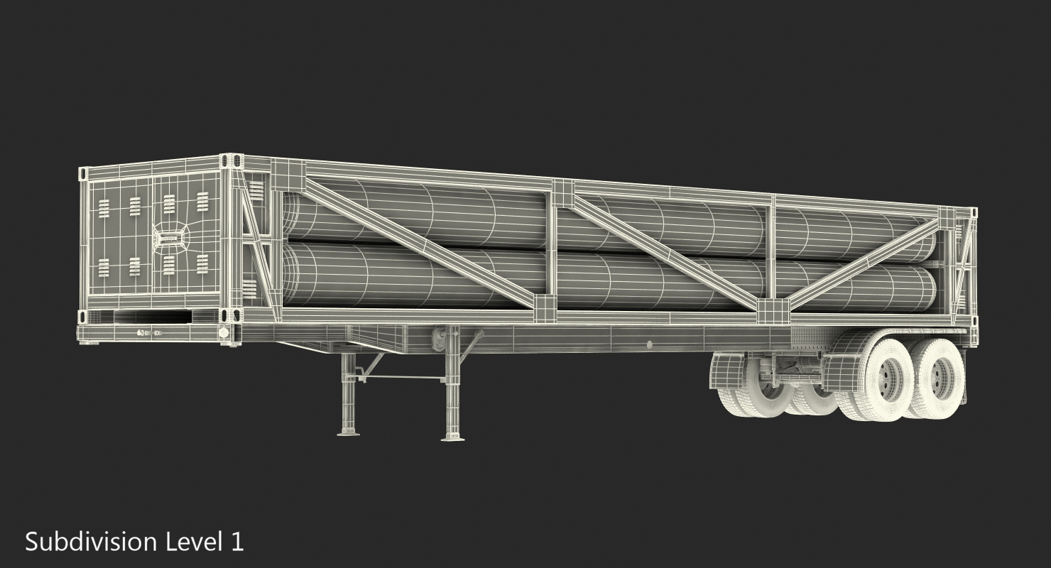 3D Liquefied Natural Gas Transport Trailer Rigged