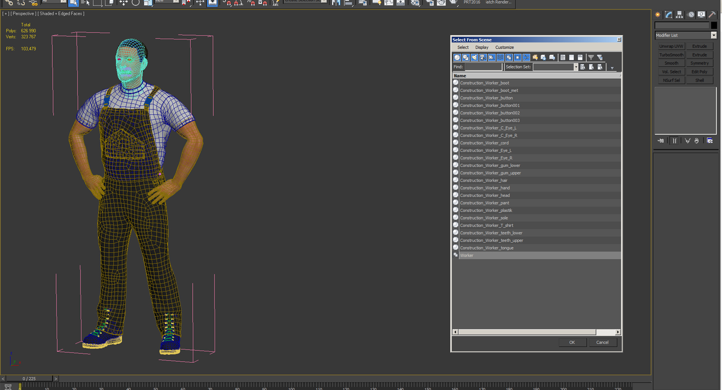 Construction Worker Black Uniform Standing Pose 3D