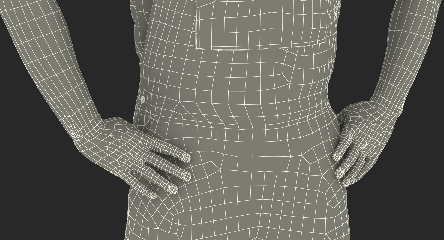 Construction Worker Black Uniform Standing Pose 3D