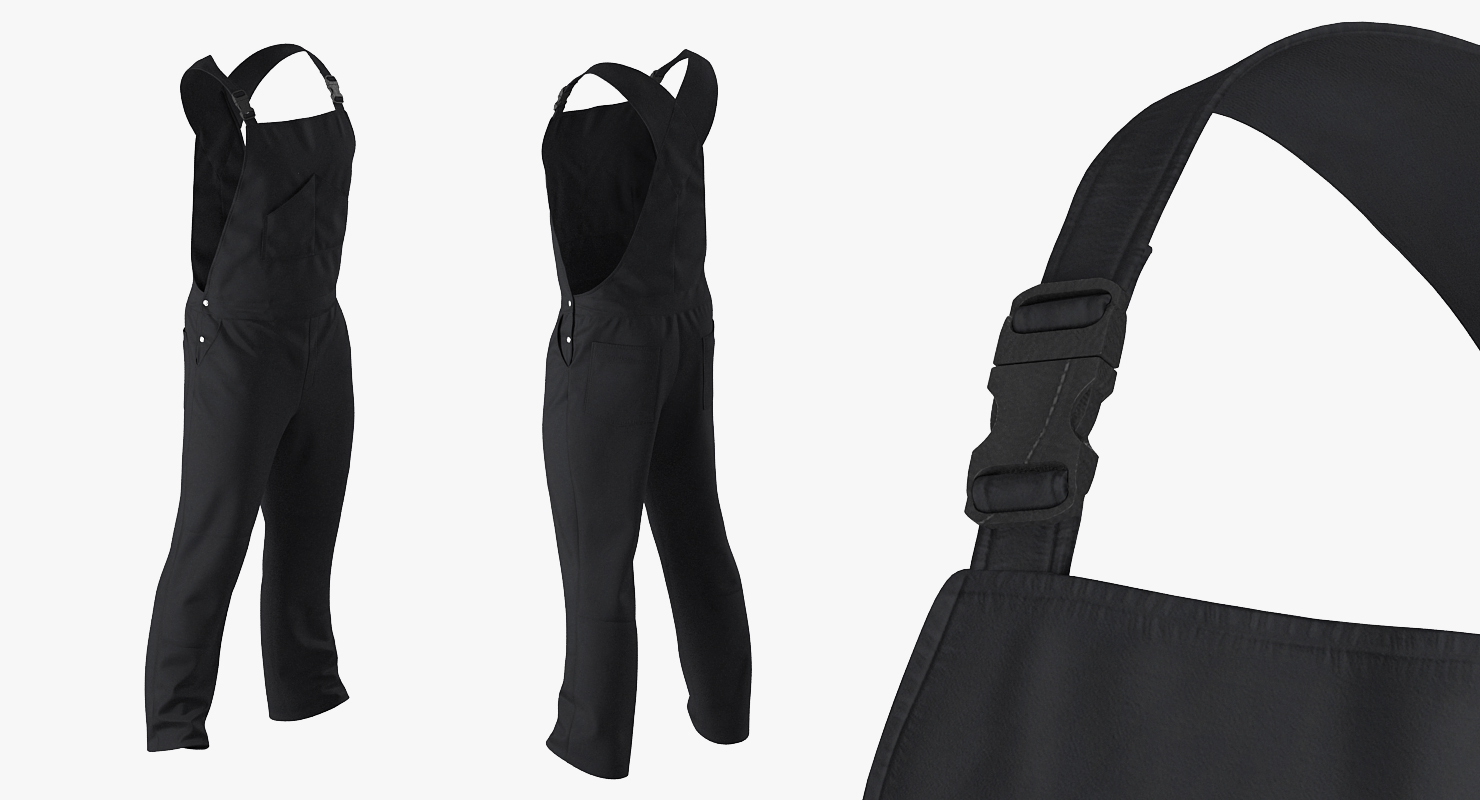 Construction Worker Black Uniform Standing Pose 3D