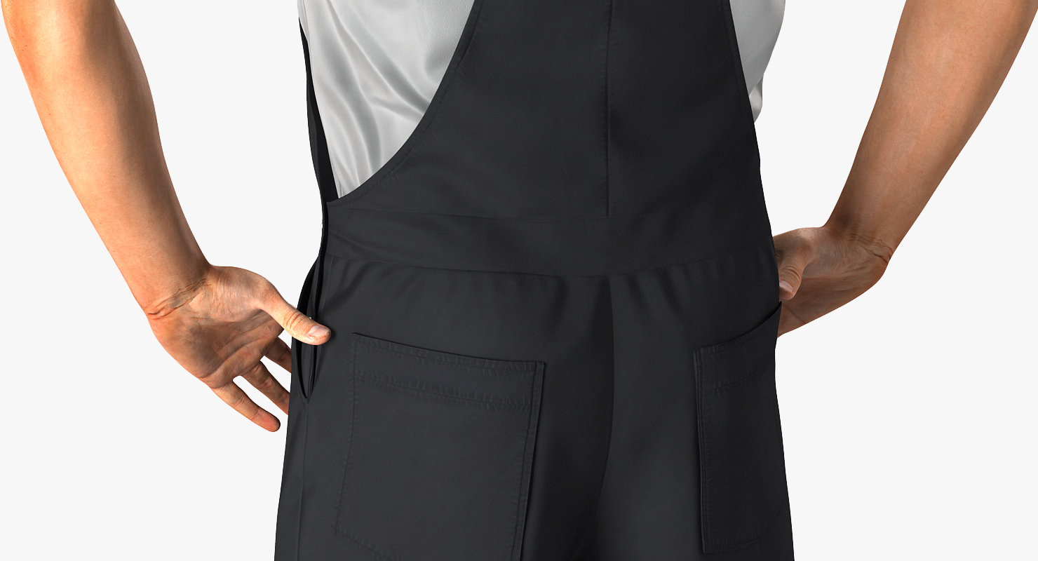 Construction Worker Black Uniform Standing Pose 3D