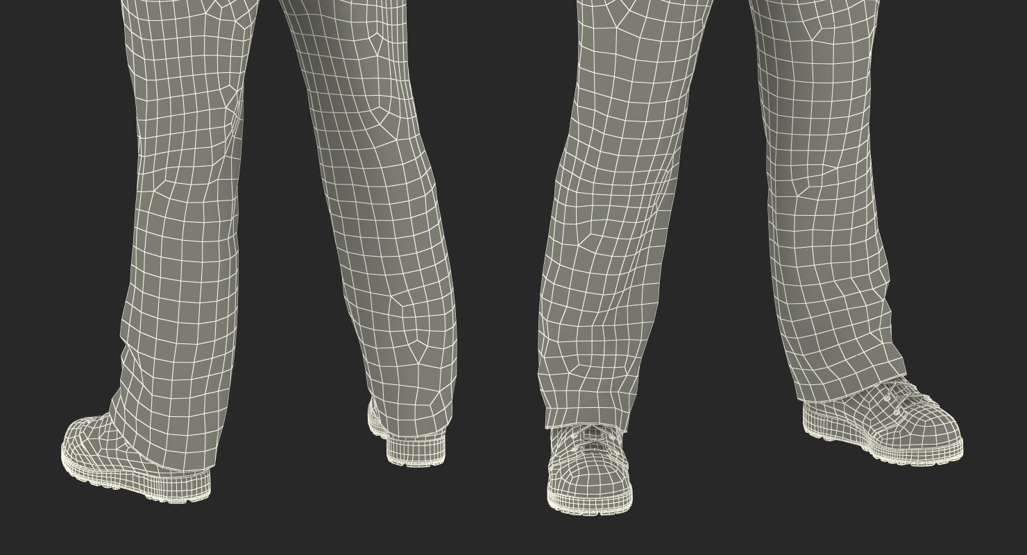 Construction Worker Black Uniform Standing Pose 3D