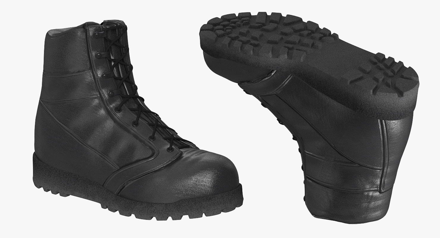 Construction Worker Black Uniform Standing Pose 3D