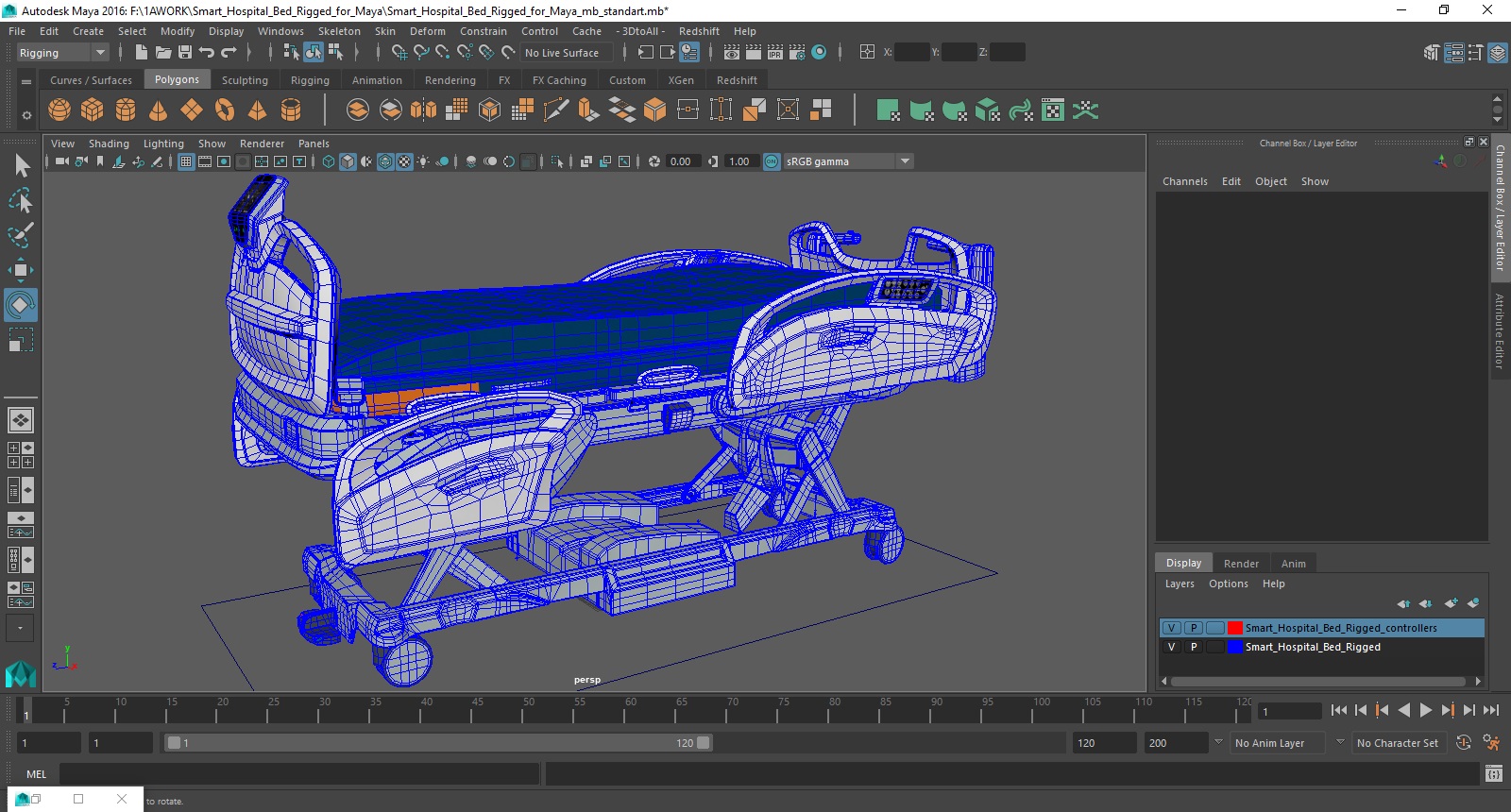 Smart Hospital Bed Rigged for Maya 3D model