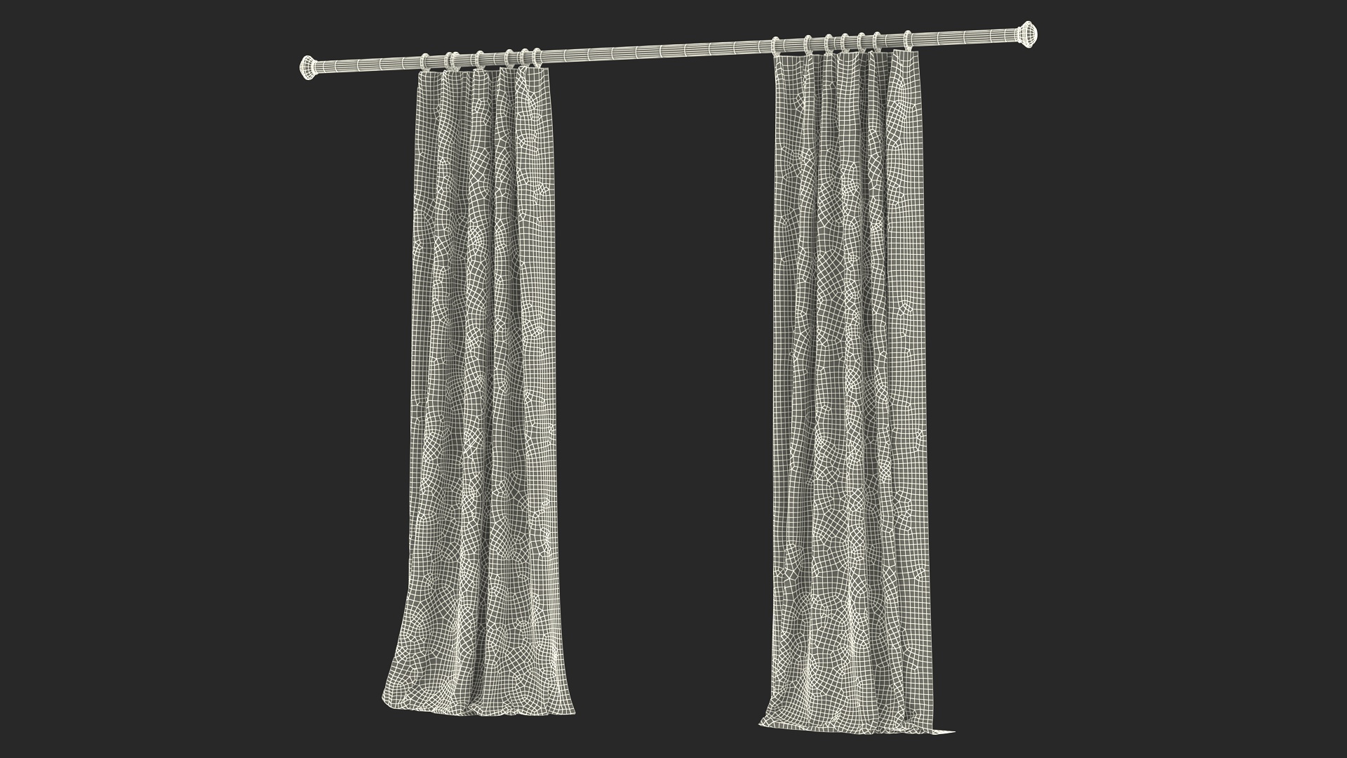 Classic Curtain Set with Metal Rod 3D model