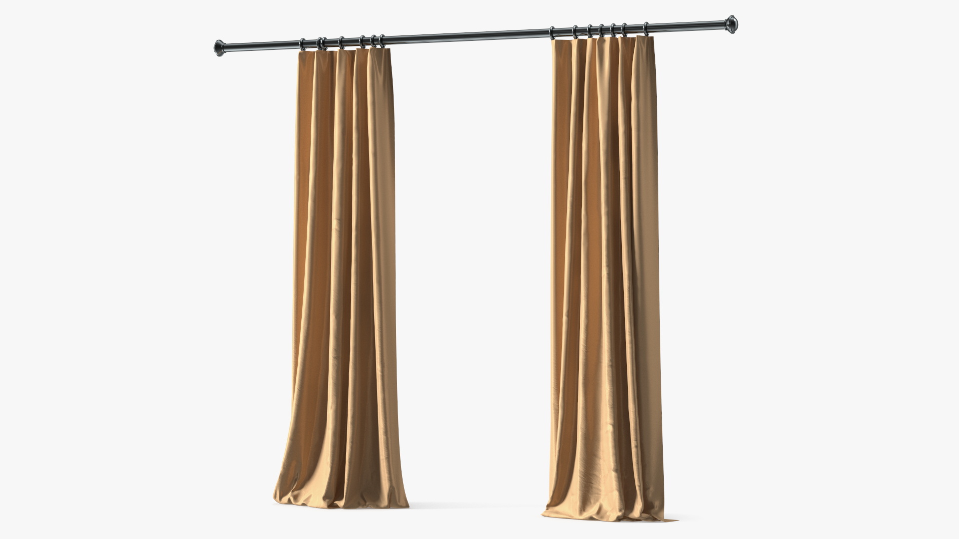 Classic Curtain Set with Metal Rod 3D model