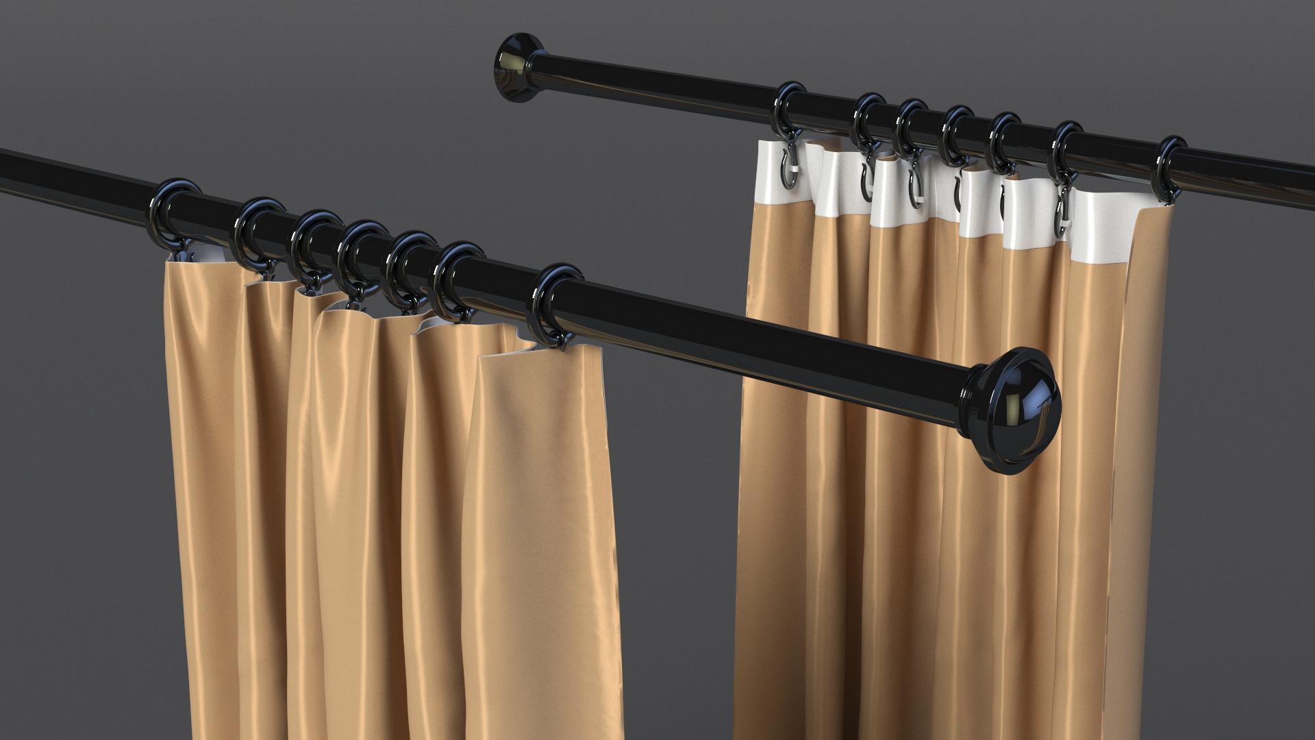 Classic Curtain Set with Metal Rod 3D model