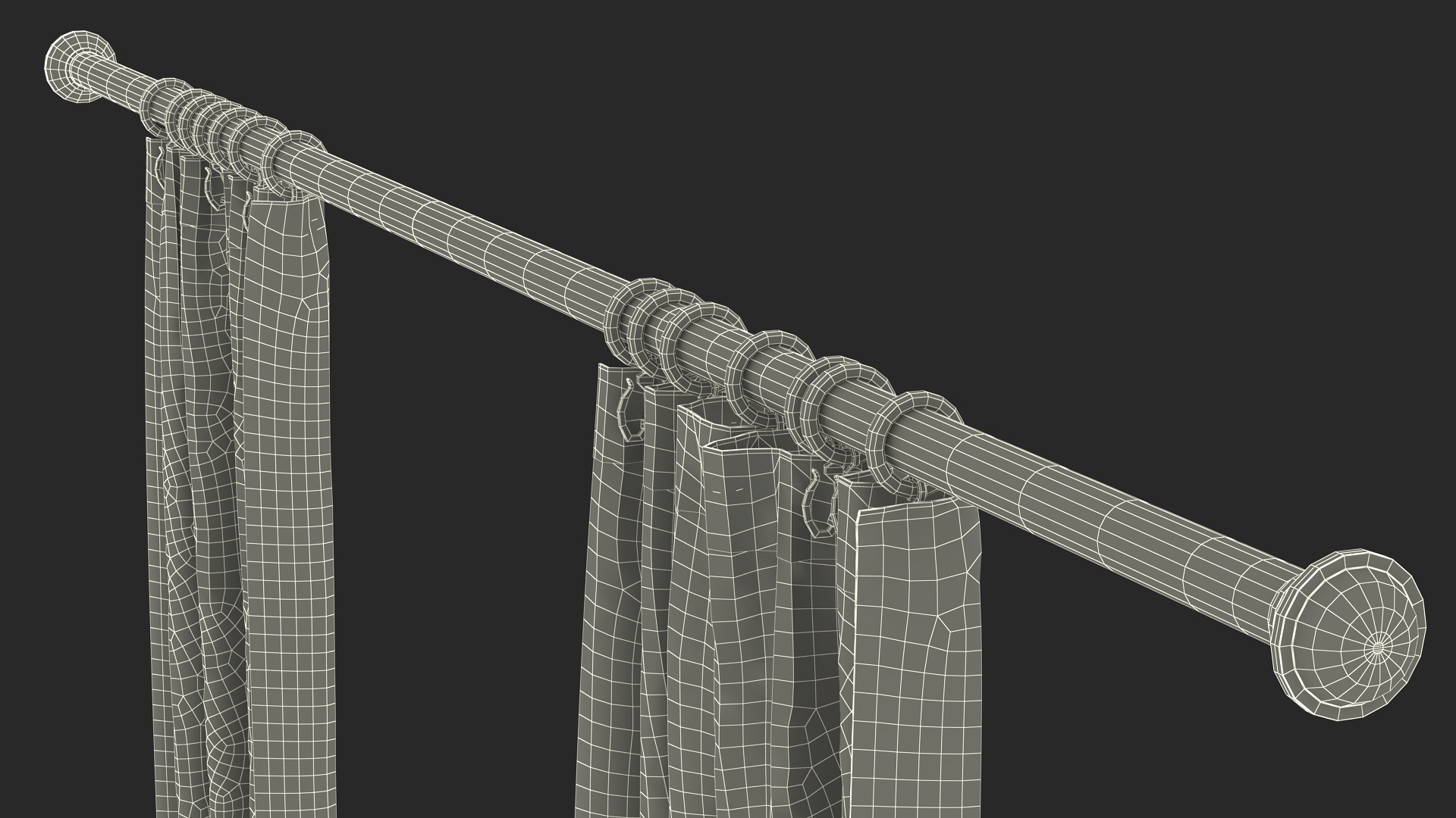 Classic Curtain Set with Metal Rod 3D model