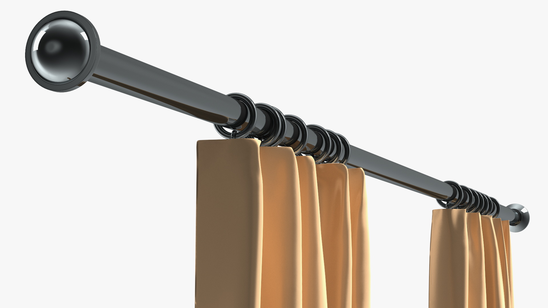 Classic Curtain Set with Metal Rod 3D model
