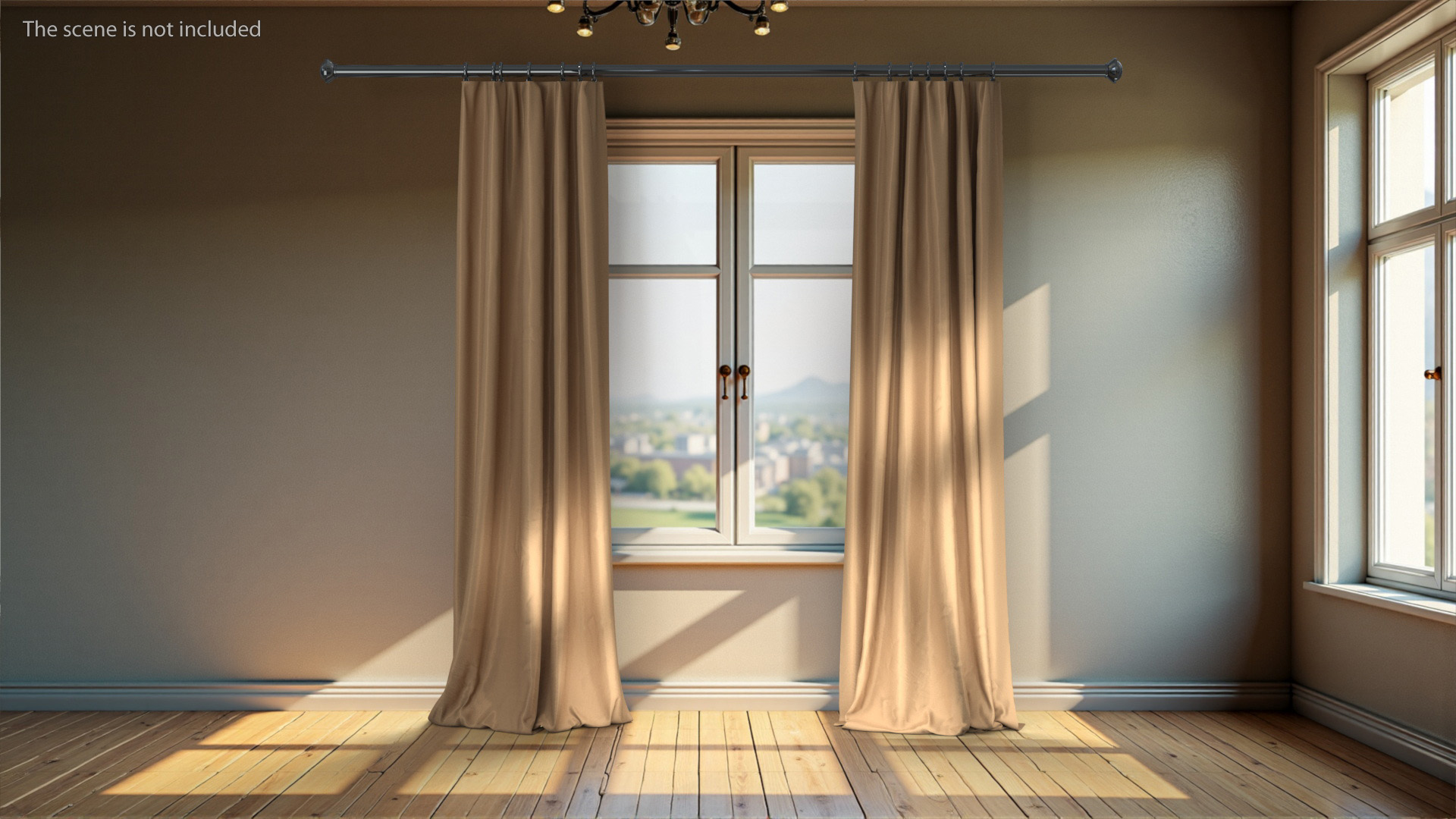 Classic Curtain Set with Metal Rod 3D model