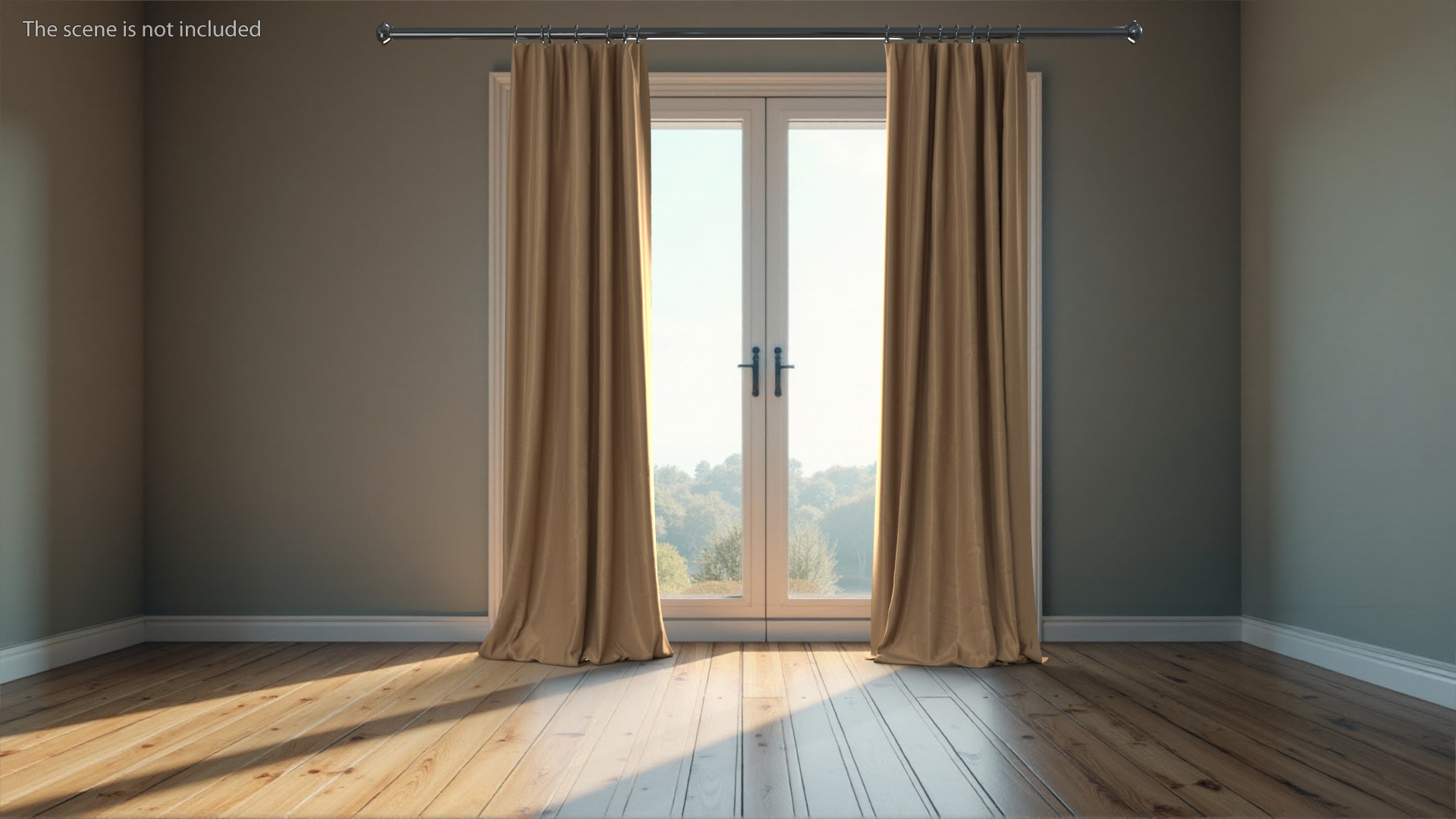 Classic Curtain Set with Metal Rod 3D model