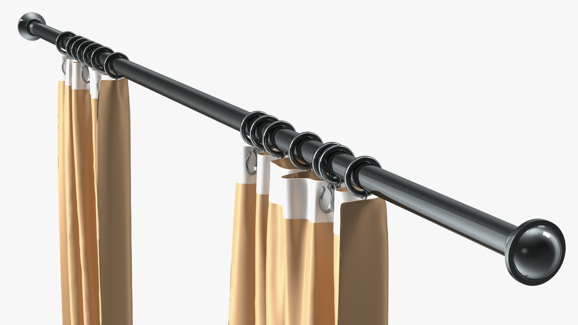 Classic Curtain Set with Metal Rod 3D model