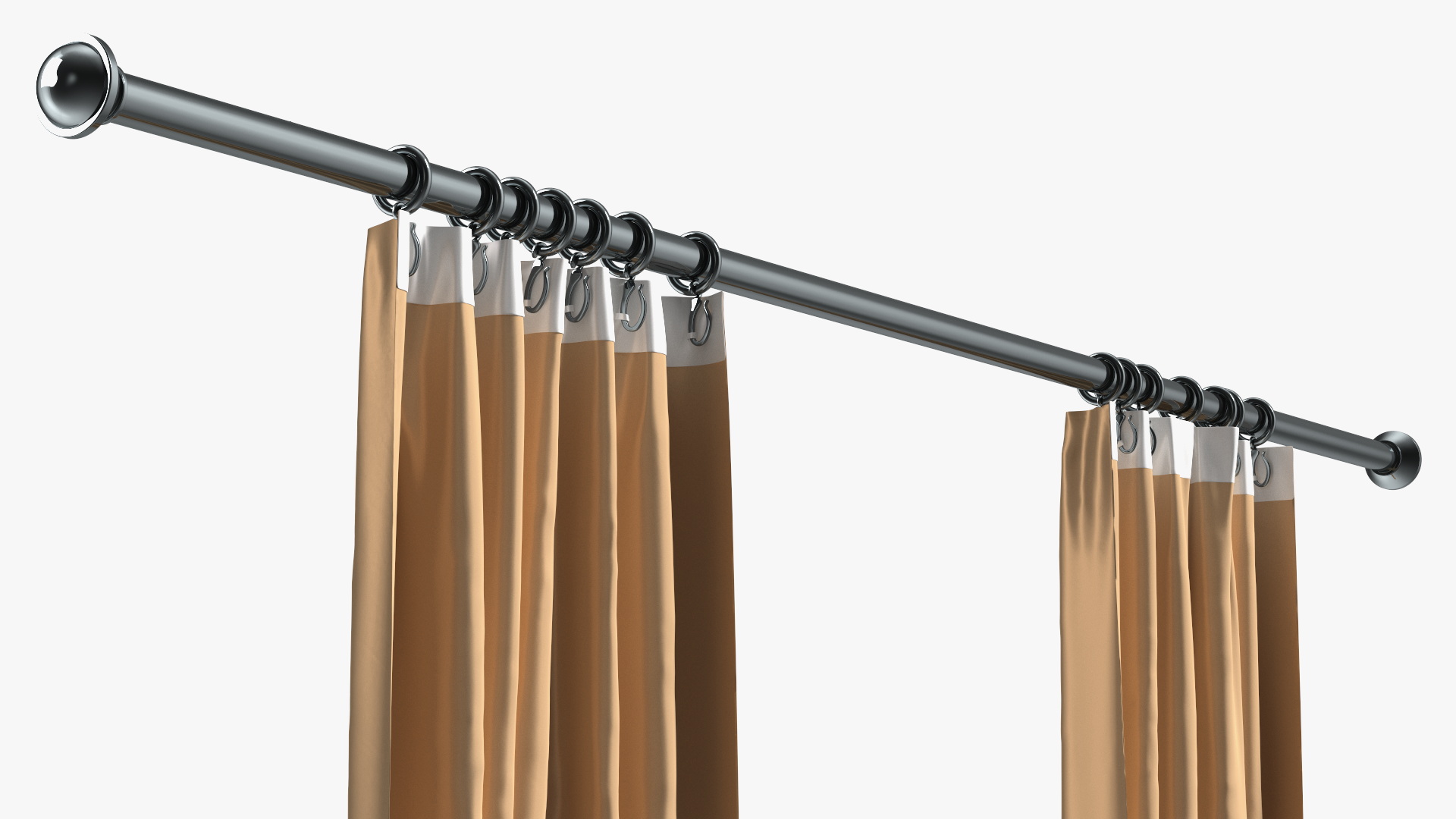 Classic Curtain Set with Metal Rod 3D model