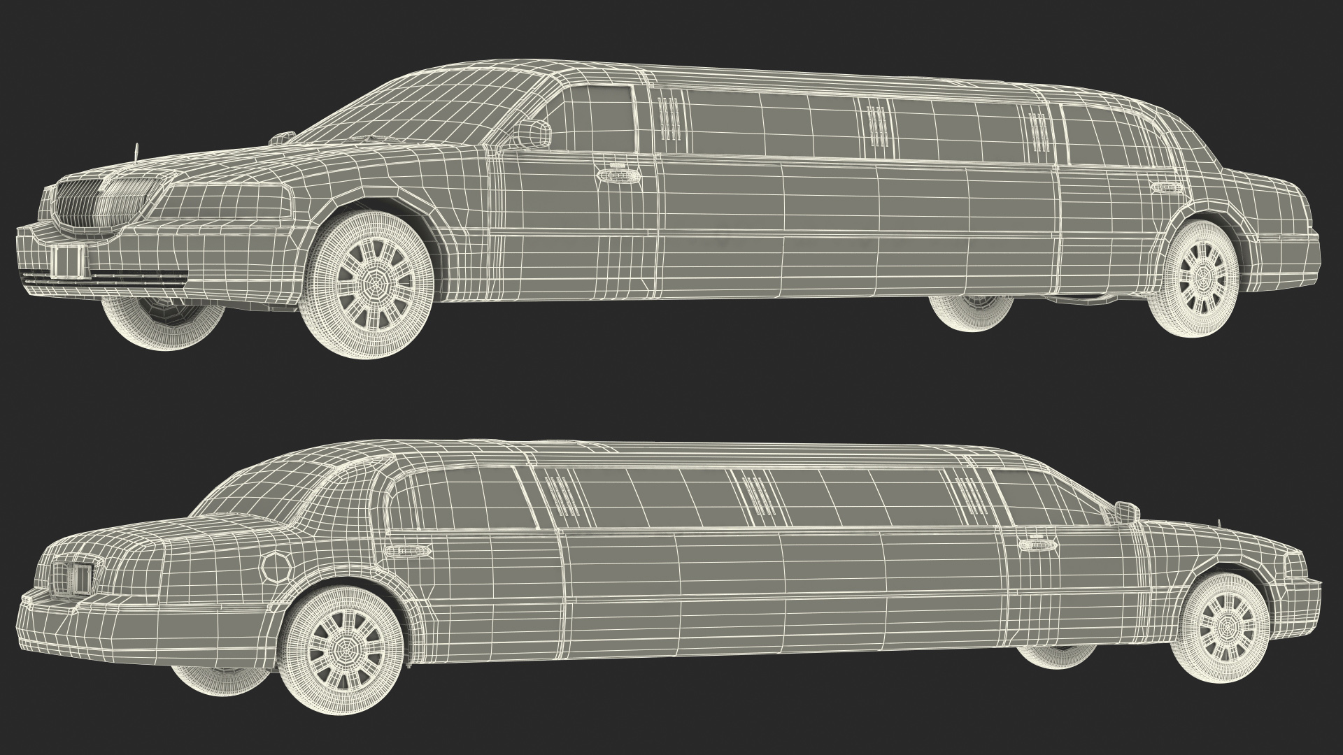 3D model Lincoln Town Limo White Rigged