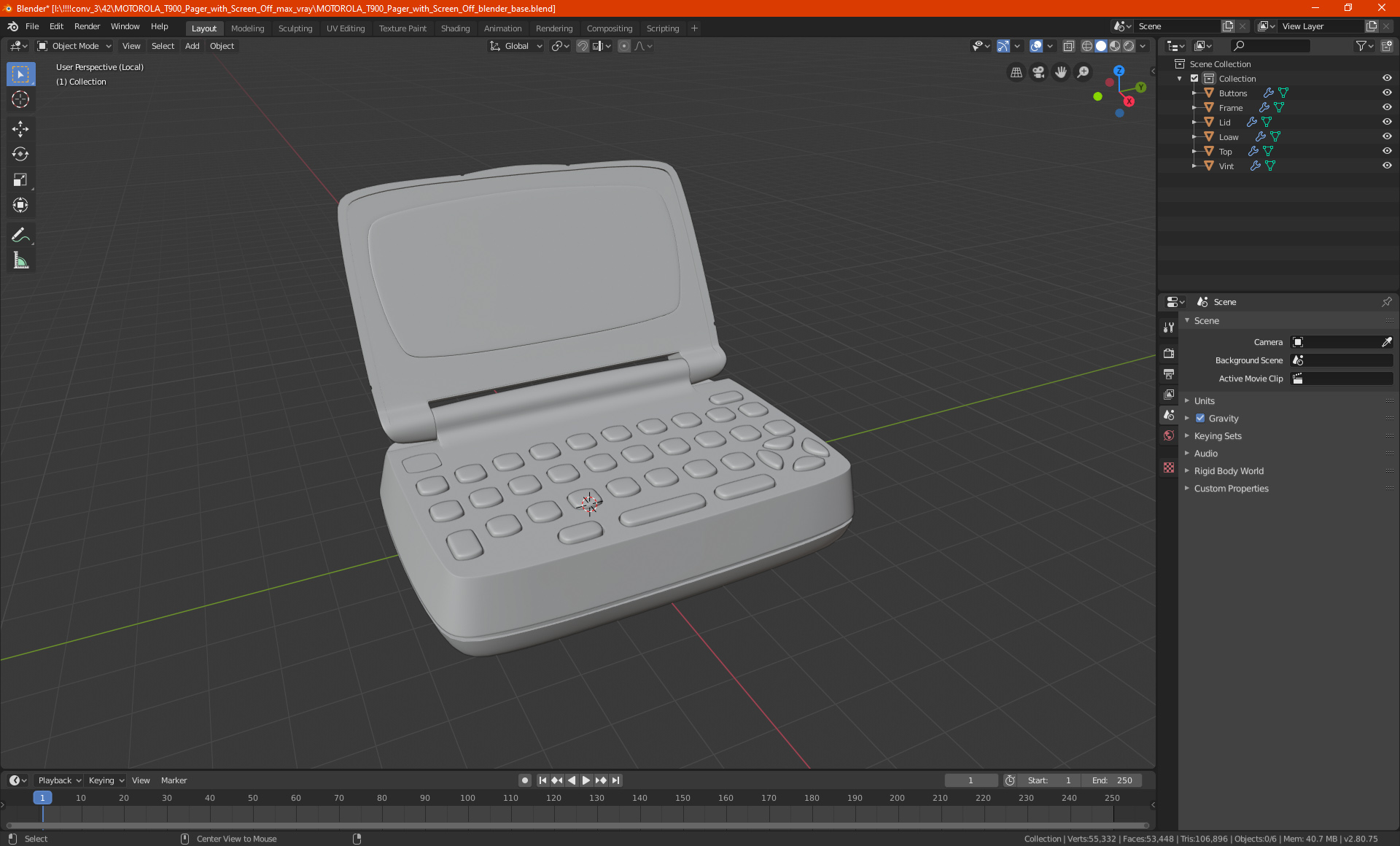 3D model MOTOROLA T900 Pager with Screen Off