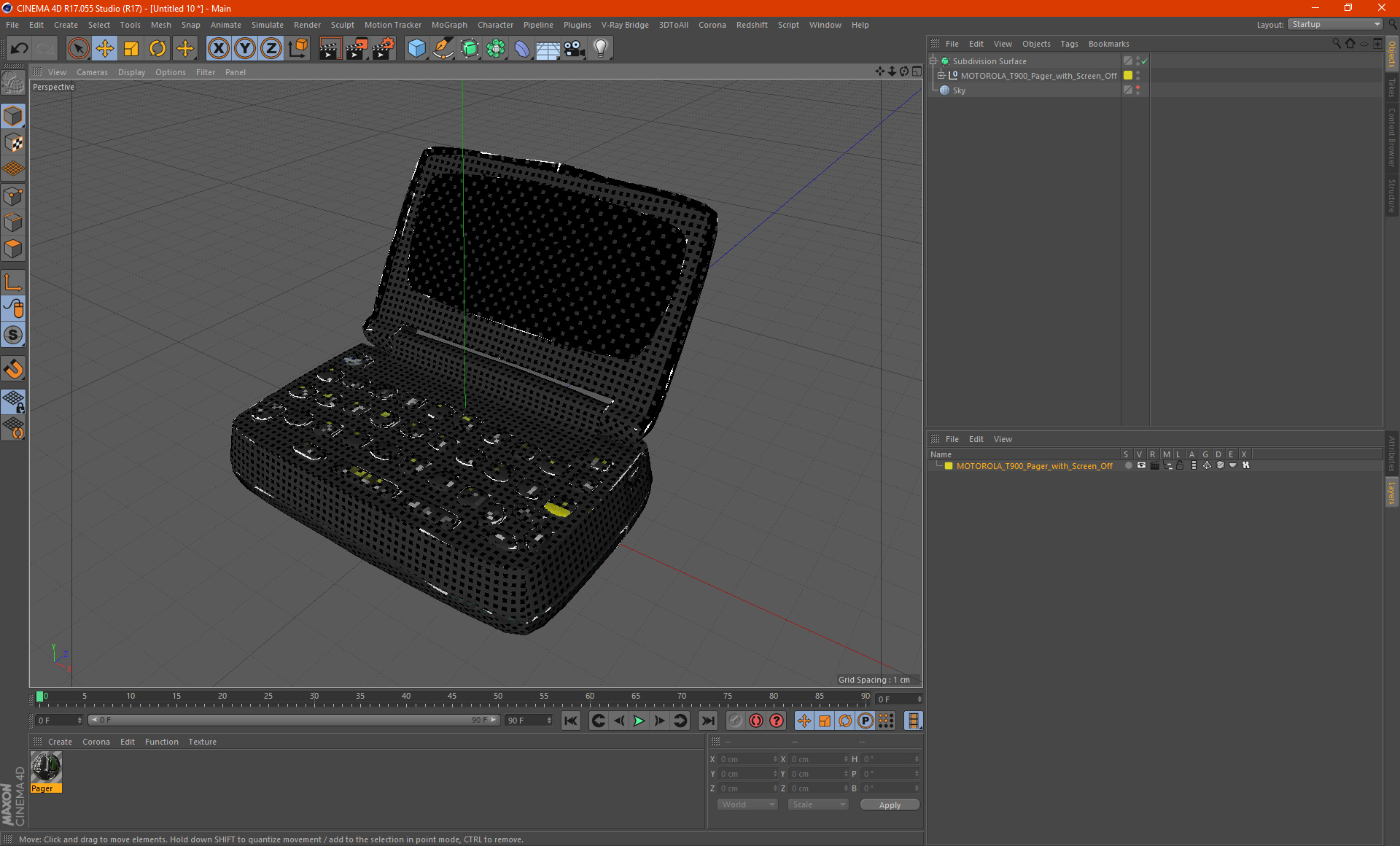3D model MOTOROLA T900 Pager with Screen Off