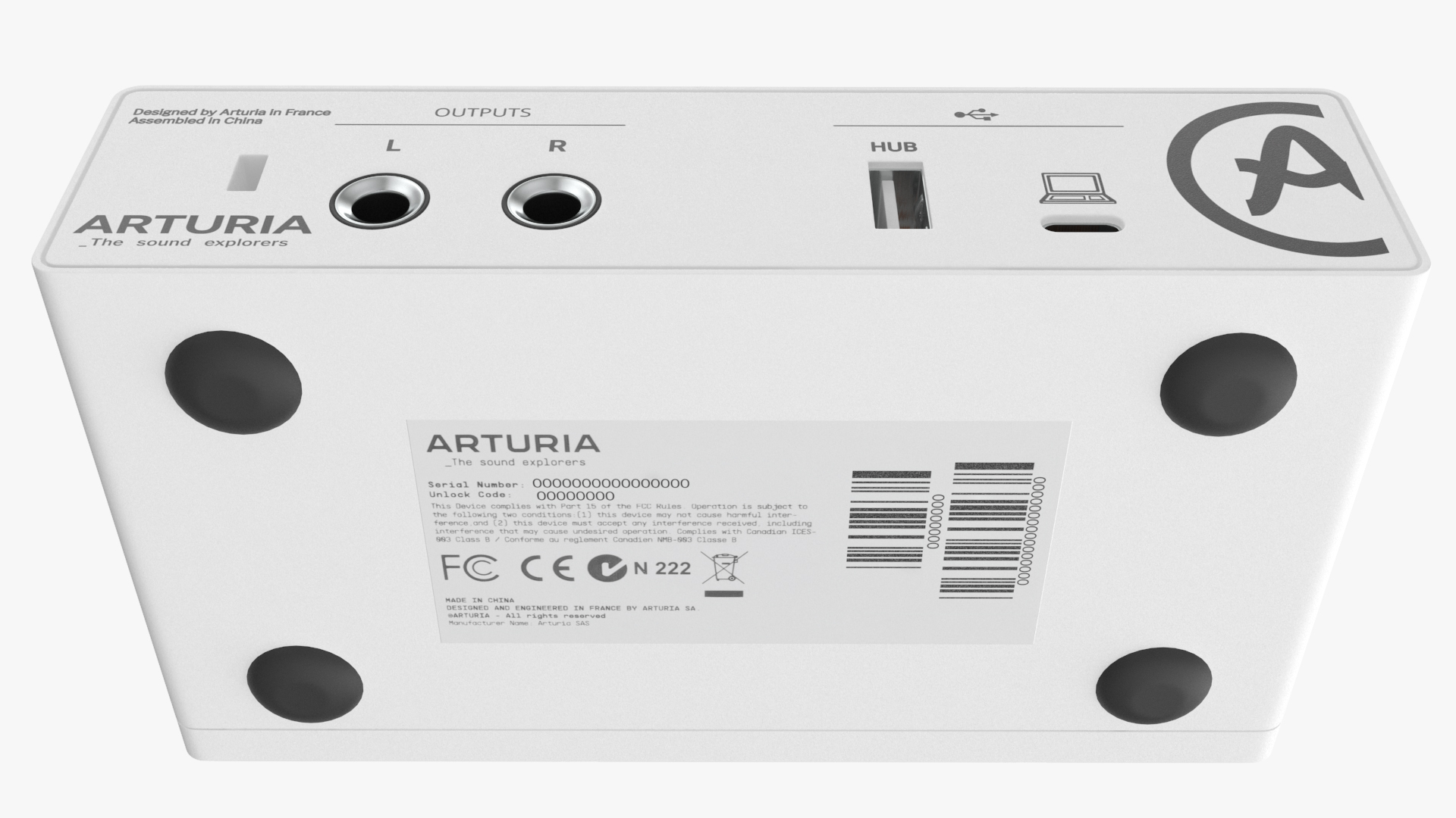 Compact Audio USB Interface Arturia MiniFuse 1 White 3D