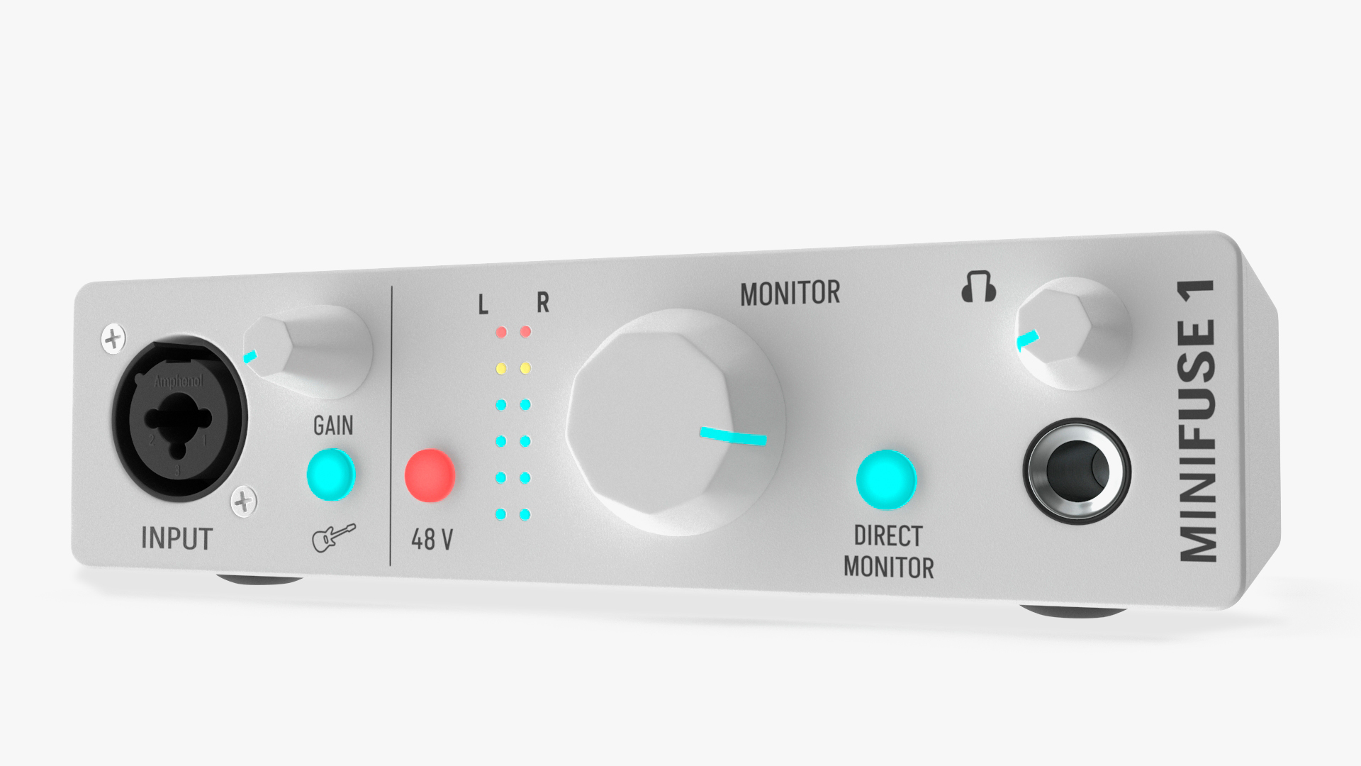 Compact Audio USB Interface Arturia MiniFuse 1 White 3D