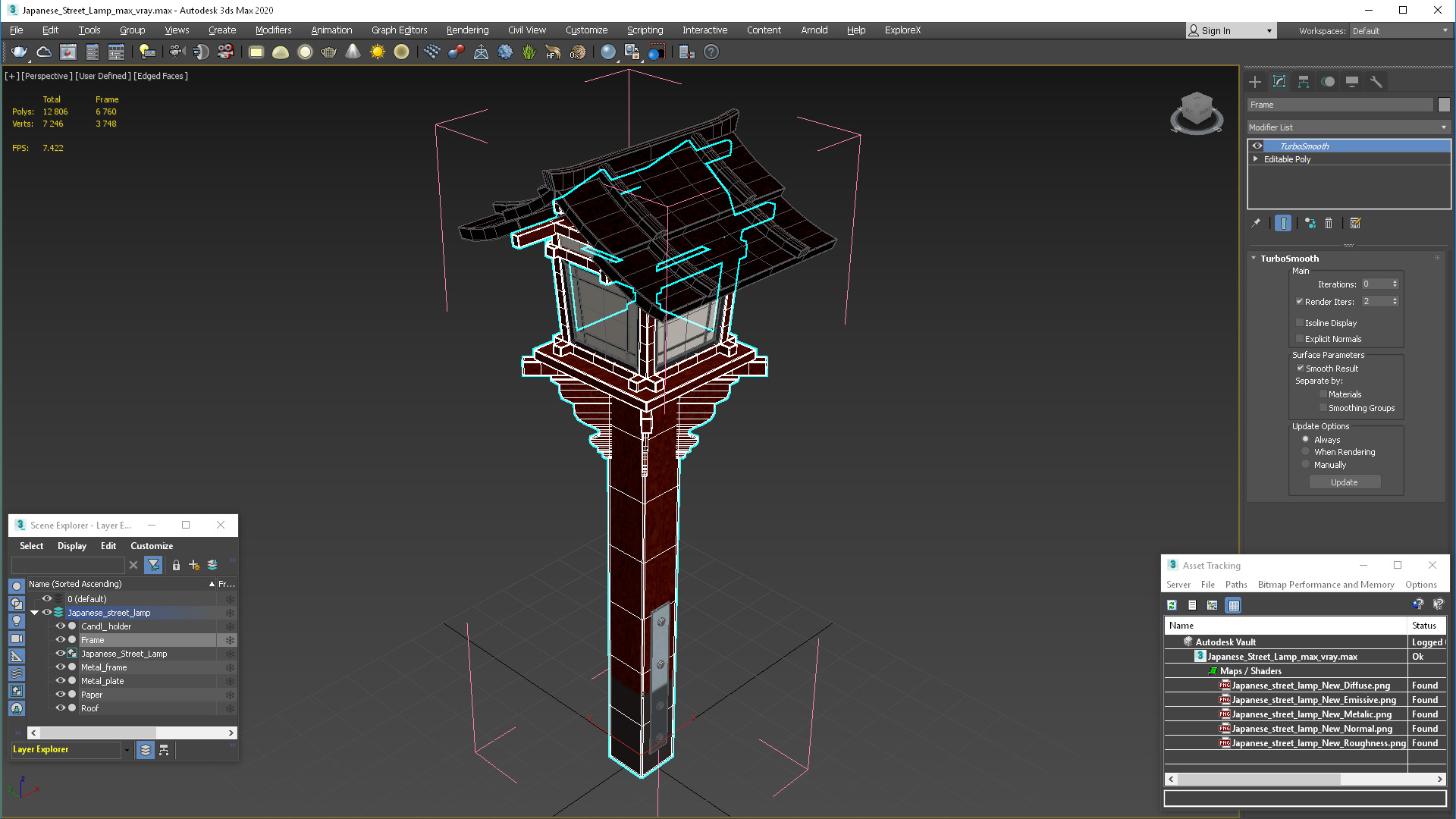 3D model Japanese Street Lamp