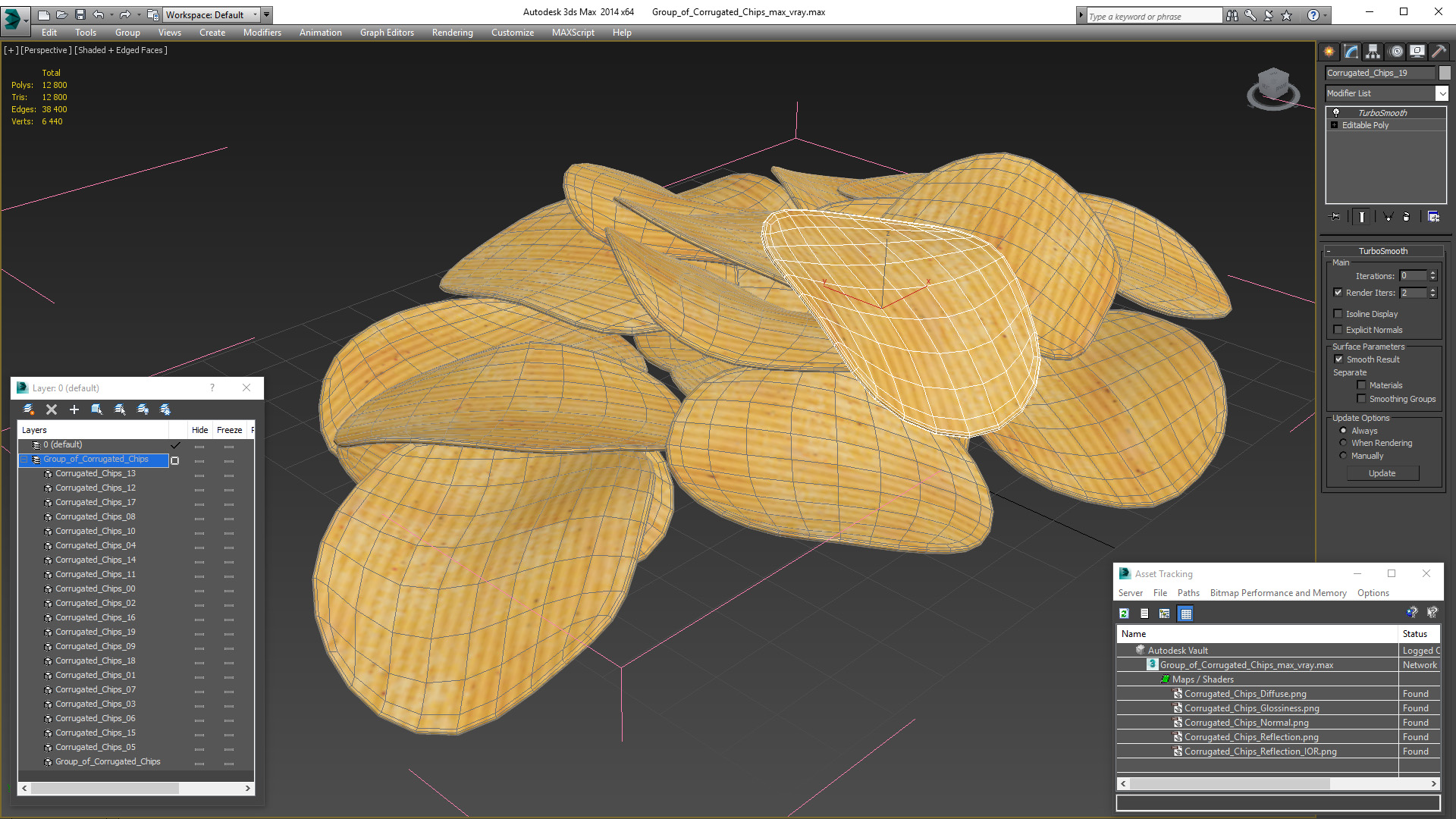 3D model Group of Corrugated Chips