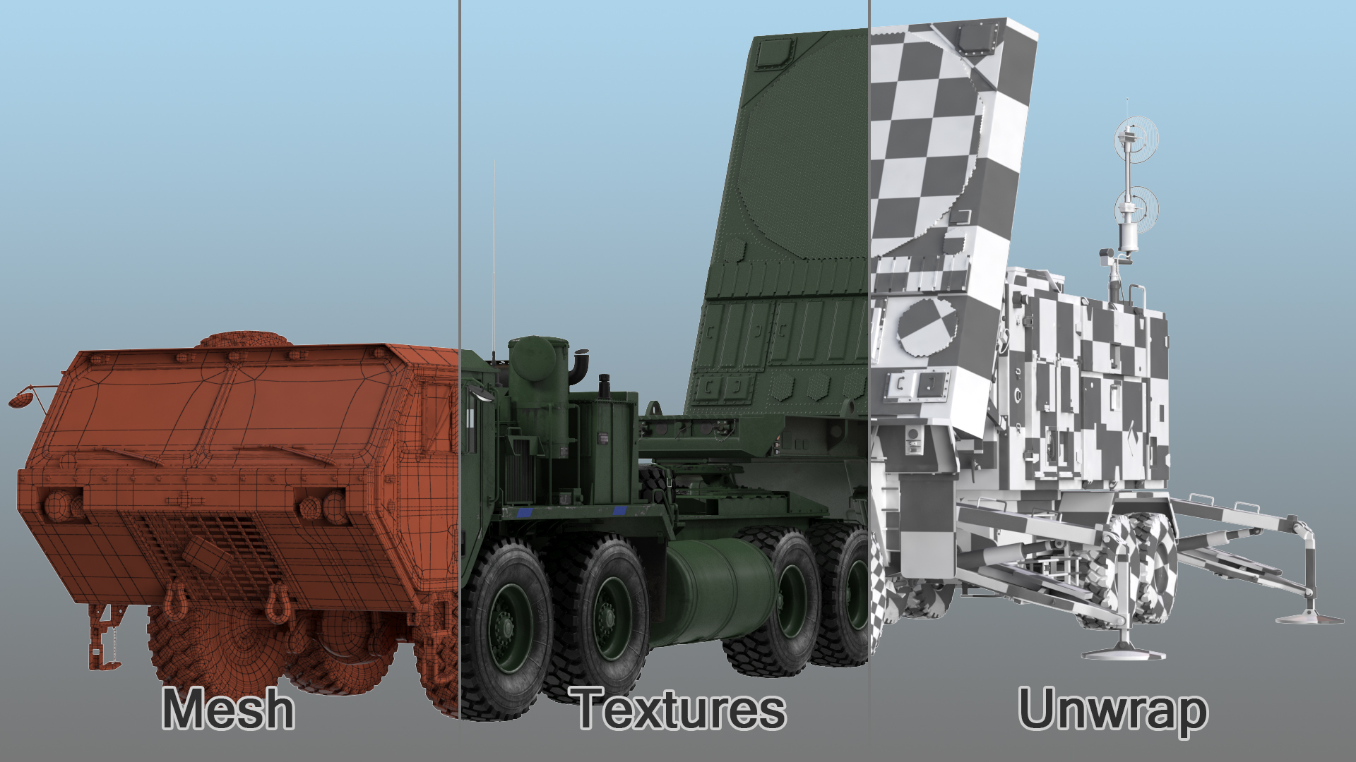 HEMTT M985 with Patriot AN MPQ53 Radar Green 3D model