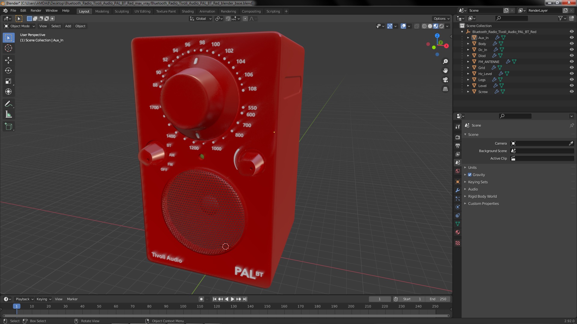 Bluetooth Radio Tivoli Audio PAL BT Red 3D model