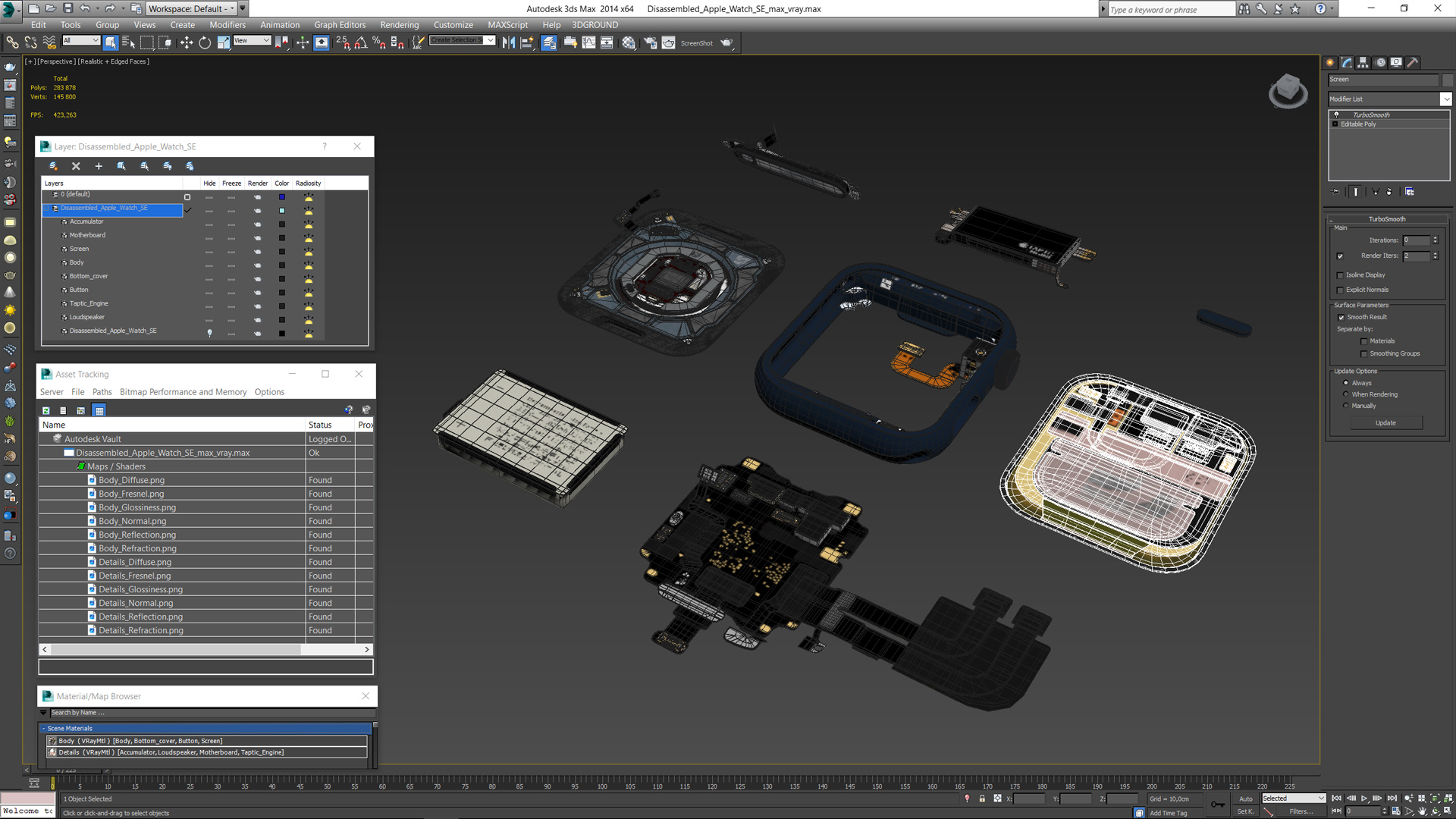 Disassembled Apple Watch SE 3D