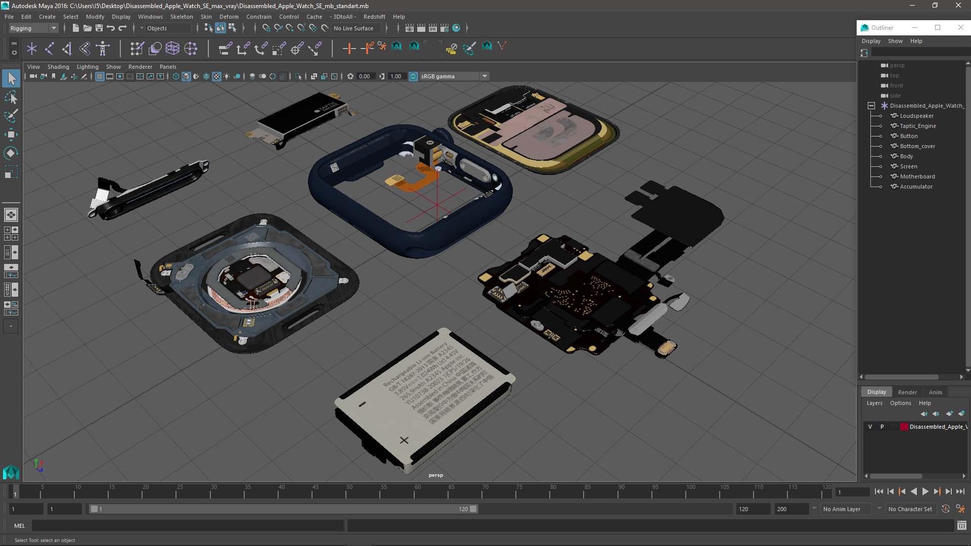 Disassembled Apple Watch SE 3D