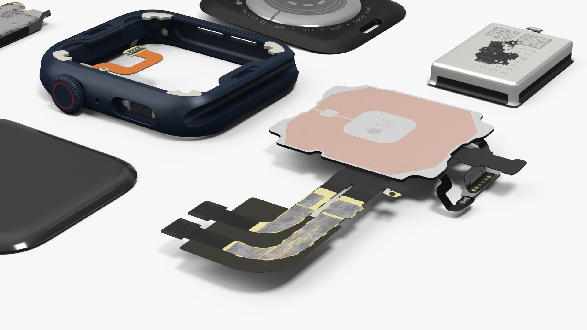Disassembled Apple Watch SE 3D