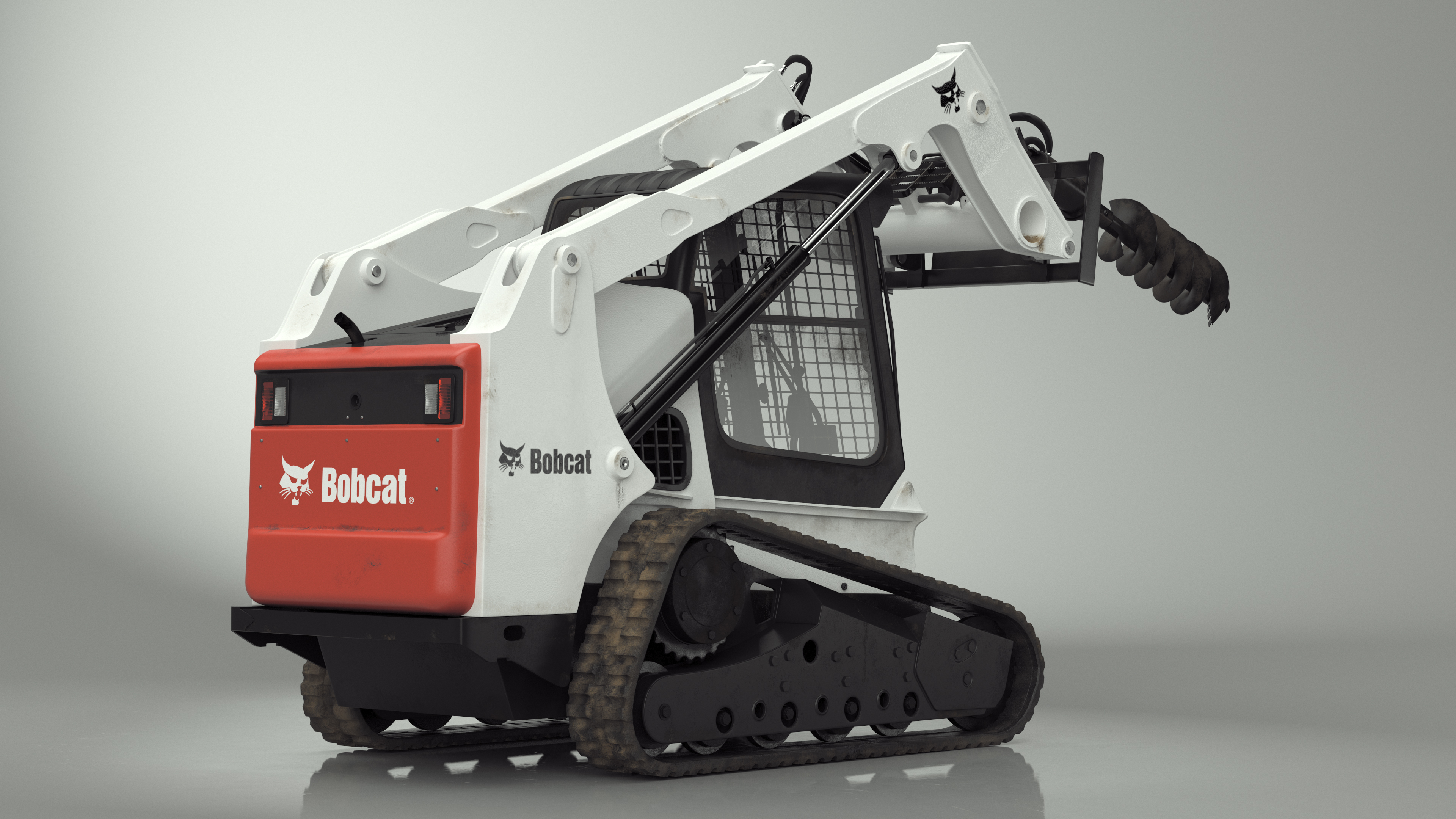 Bobcat Track Loader with Auger Rigged 3D