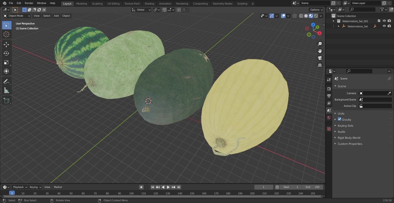 3D model Watermelons Set