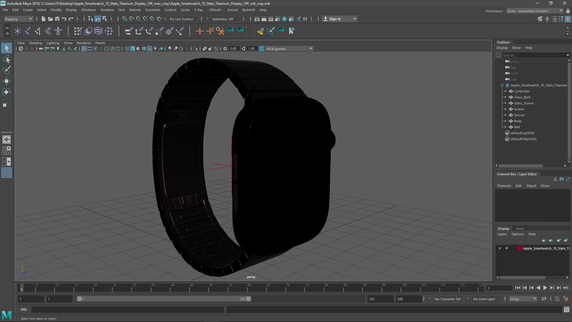 3D Apple Smartwatch 10 Slate Titanium Display Off