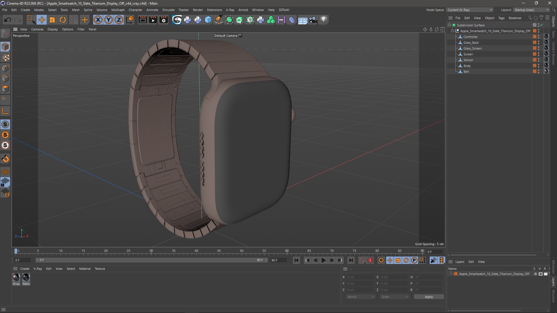 3D Apple Smartwatch 10 Slate Titanium Display Off