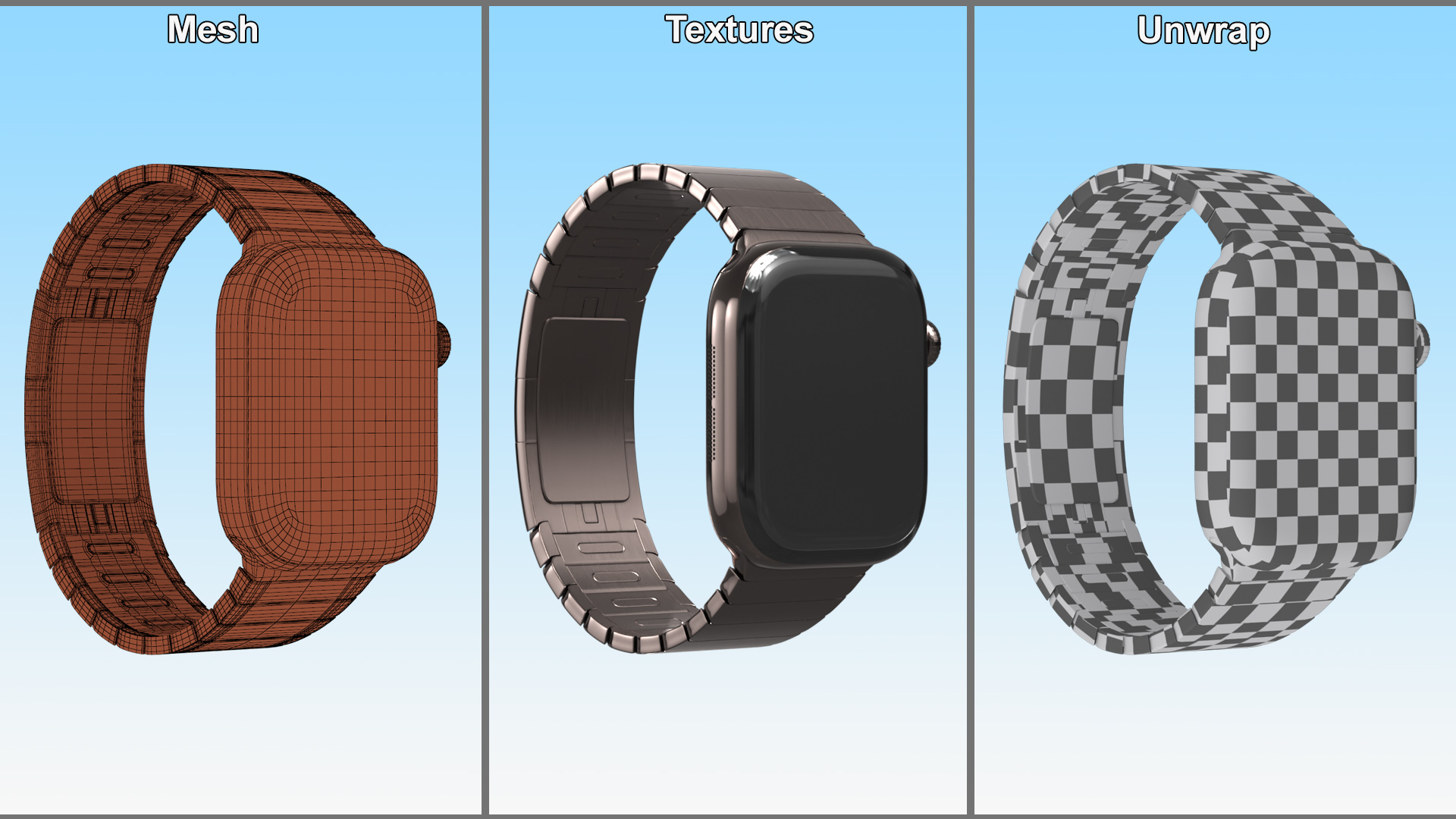 3D Apple Smartwatch 10 Slate Titanium Display Off