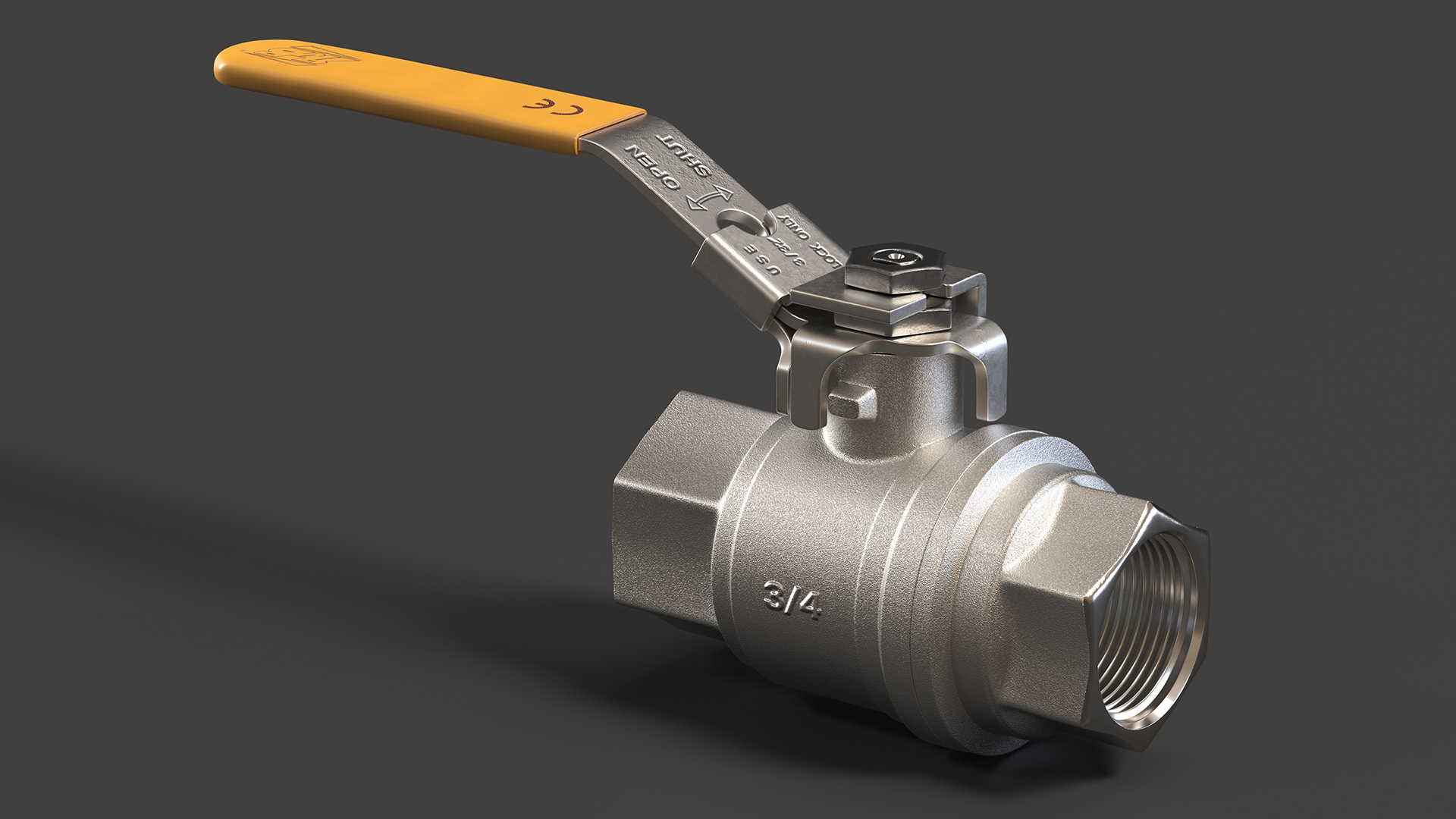 Standard Water Ball Valve Silver 3D