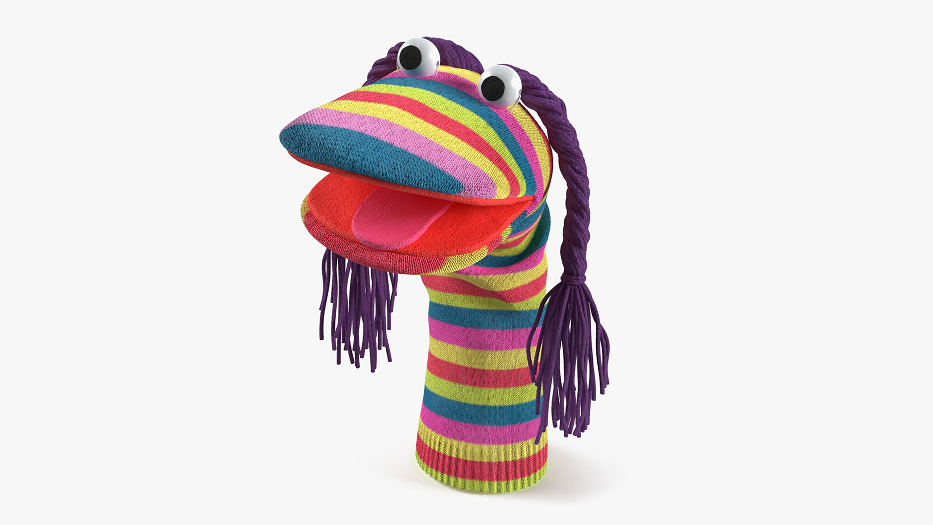 3D model Striped Sock Puppet Girl Rigged for Cinema 4D