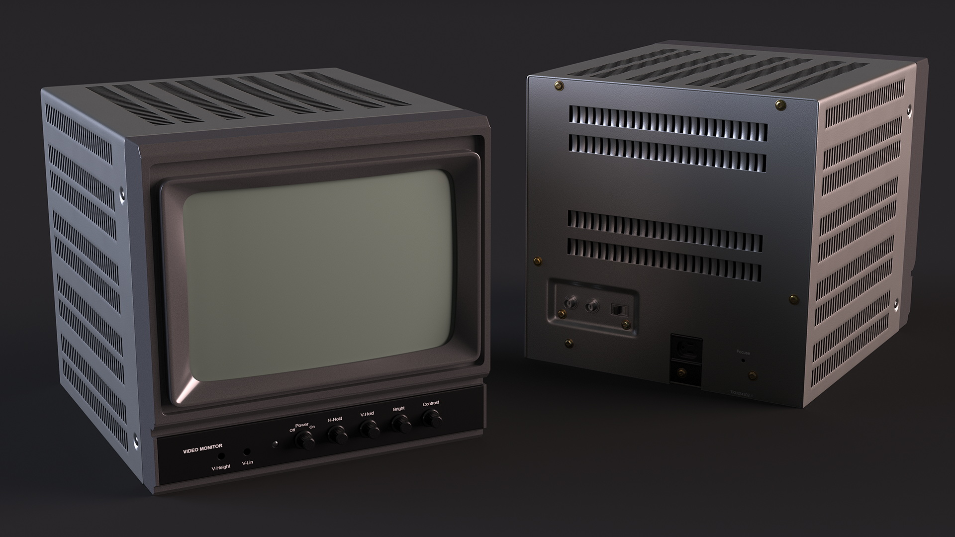 Vintage Black And White Video Monitor 3D