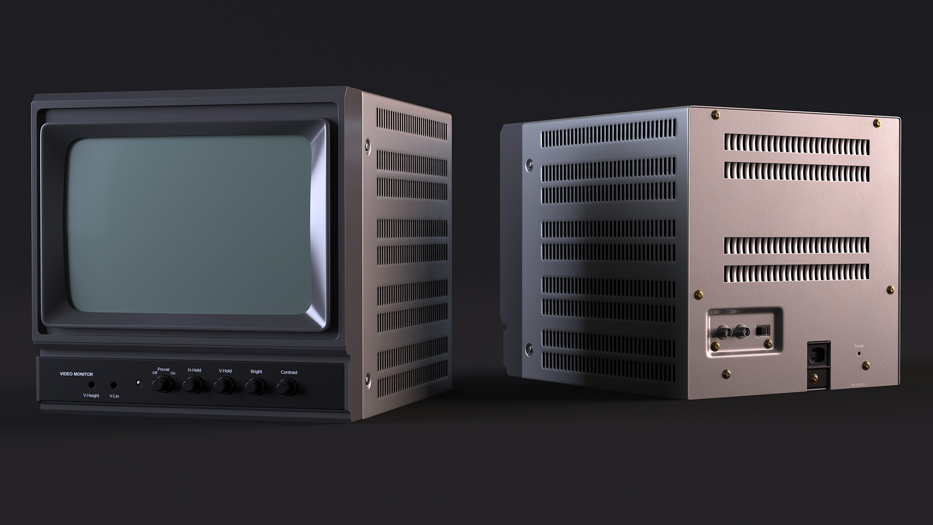 Vintage Black And White Video Monitor 3D
