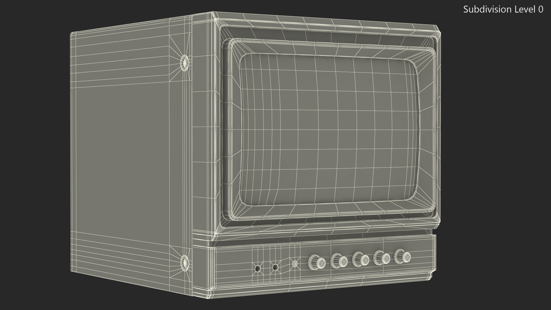 Vintage Black And White Video Monitor 3D