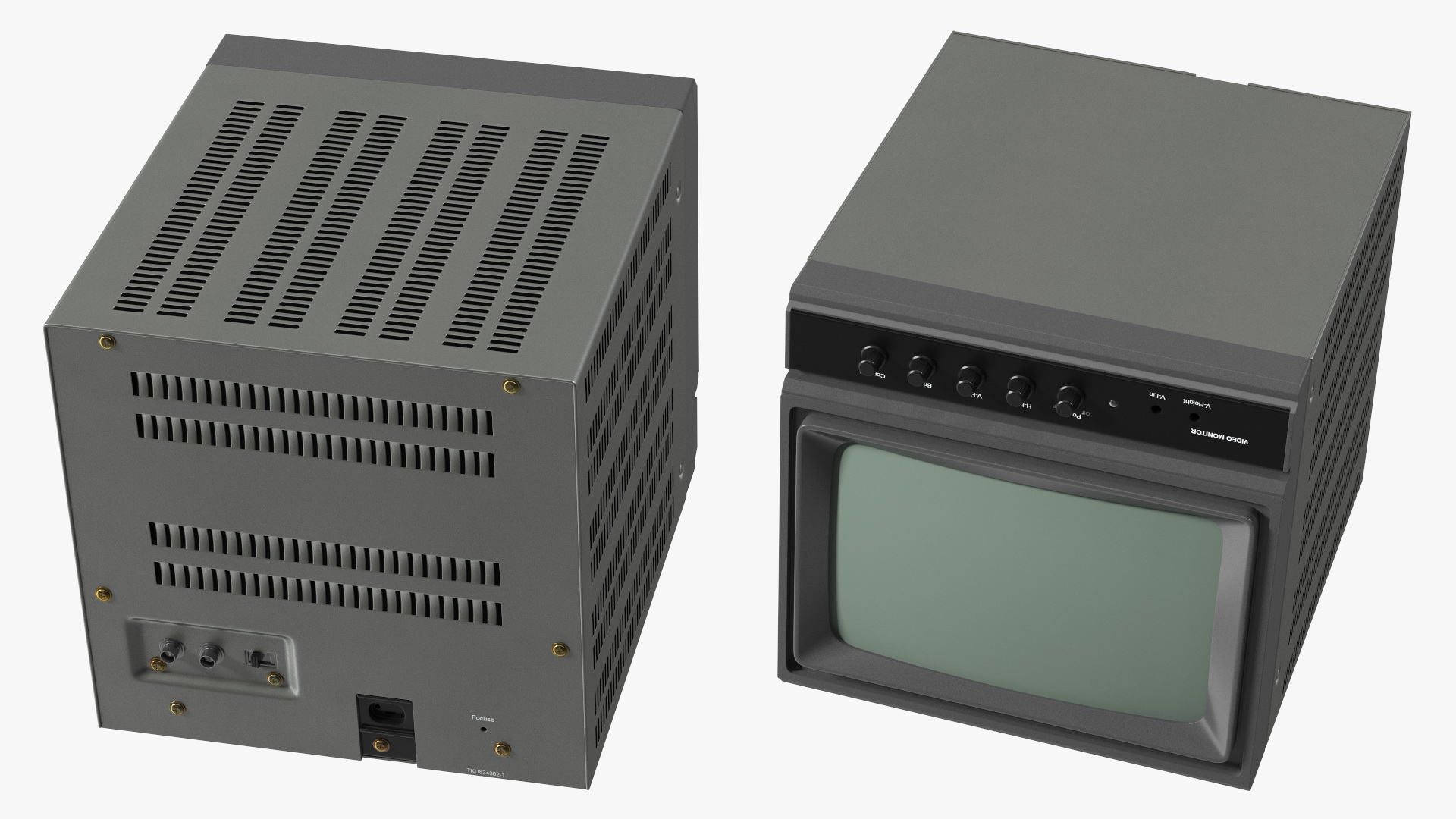 Vintage Black And White Video Monitor 3D