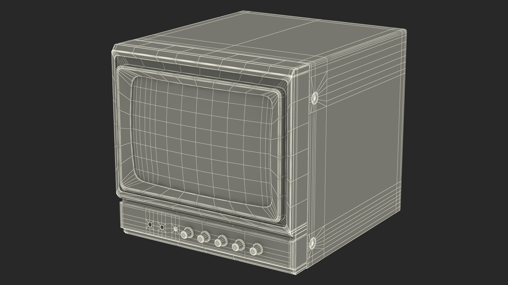 Vintage Black And White Video Monitor 3D