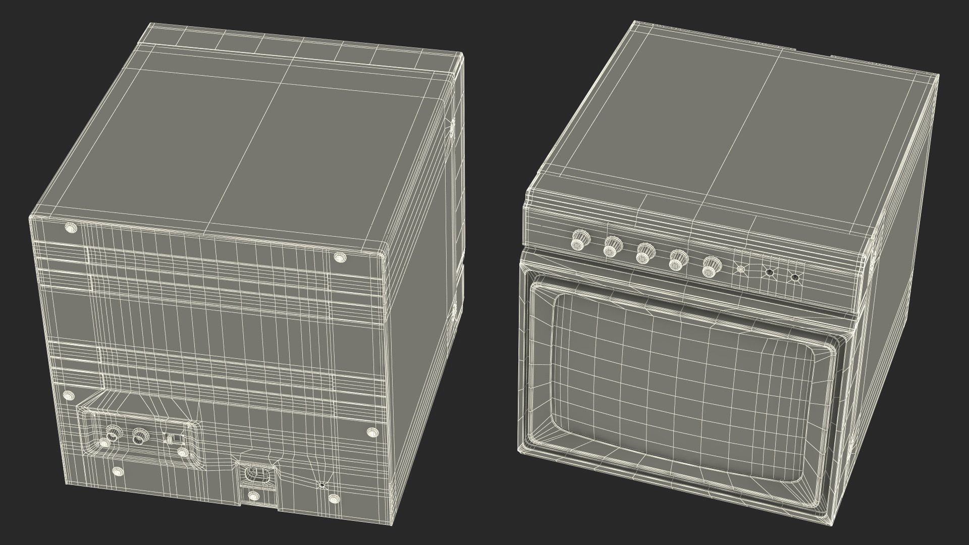 Vintage Black And White Video Monitor 3D
