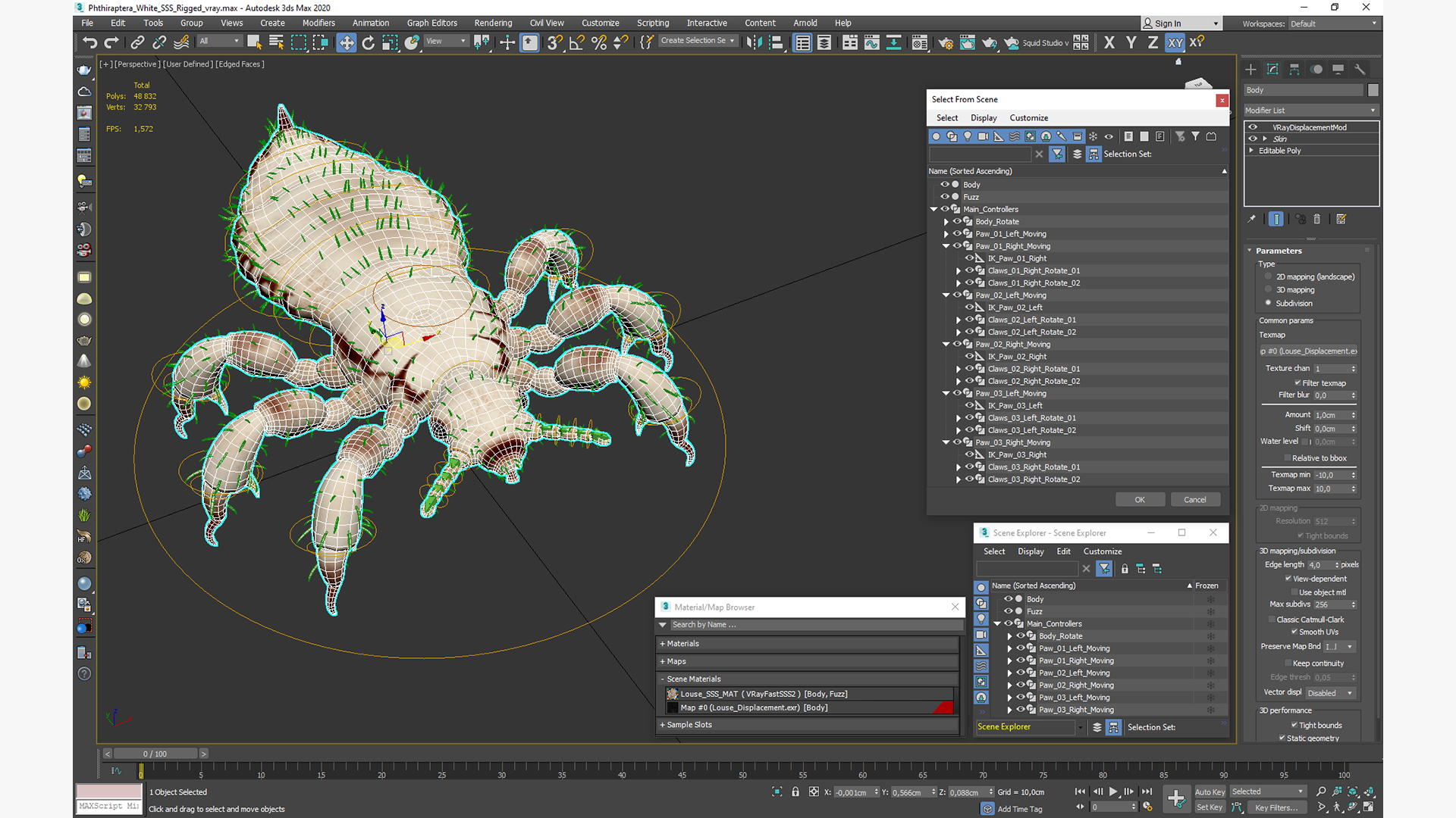 3D Phthiraptera White SSS Rigged for Cinema 4D model
