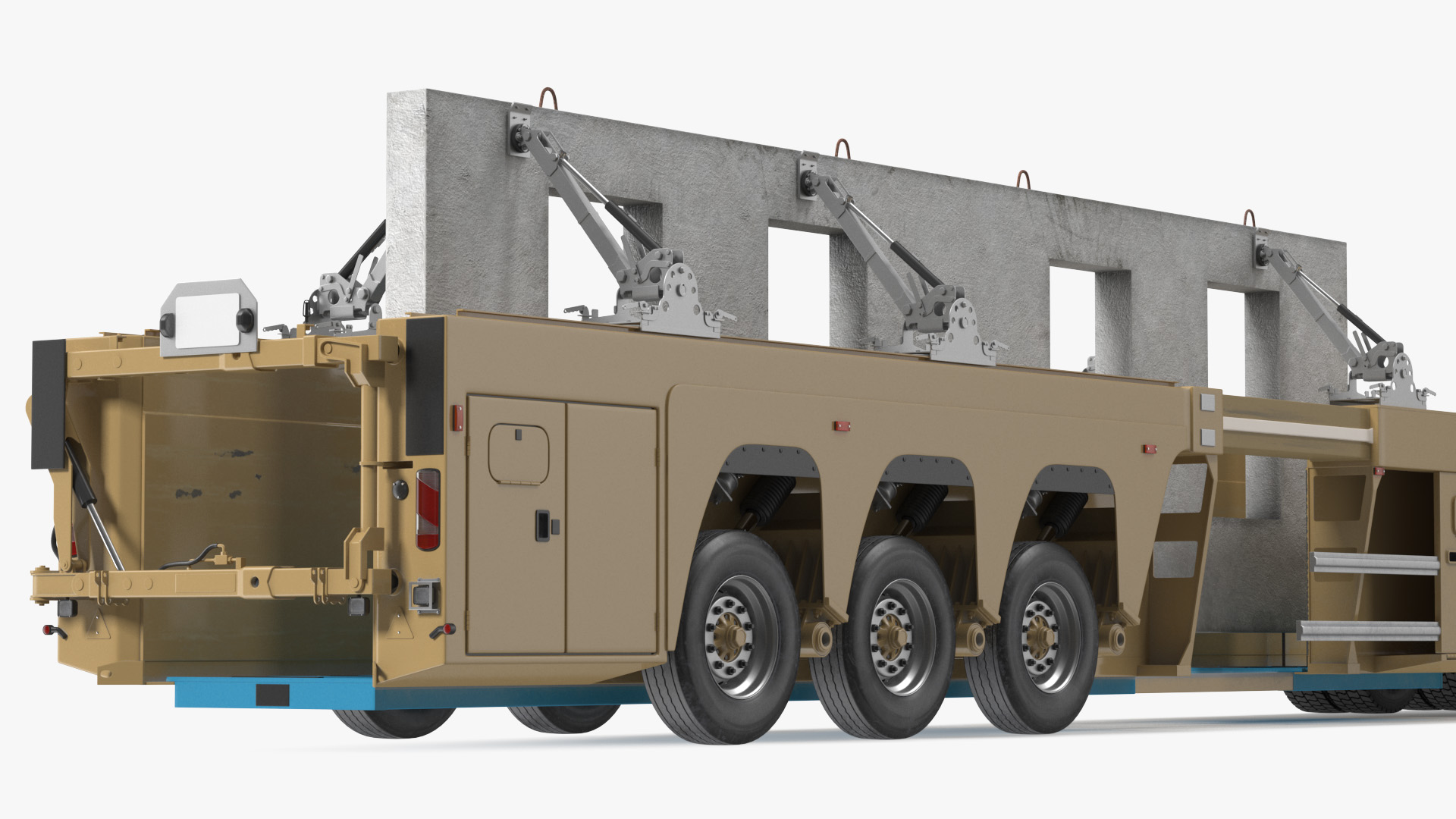 3D Truck with Concrete Panel Semi Trailer model