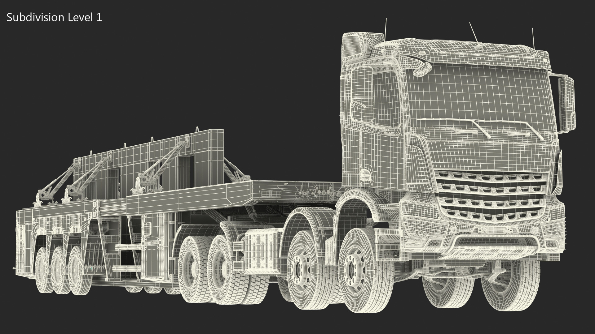 3D Truck with Concrete Panel Semi Trailer model