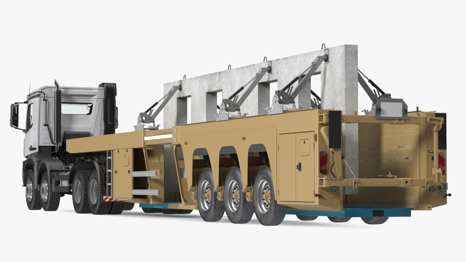 3D Truck with Concrete Panel Semi Trailer model